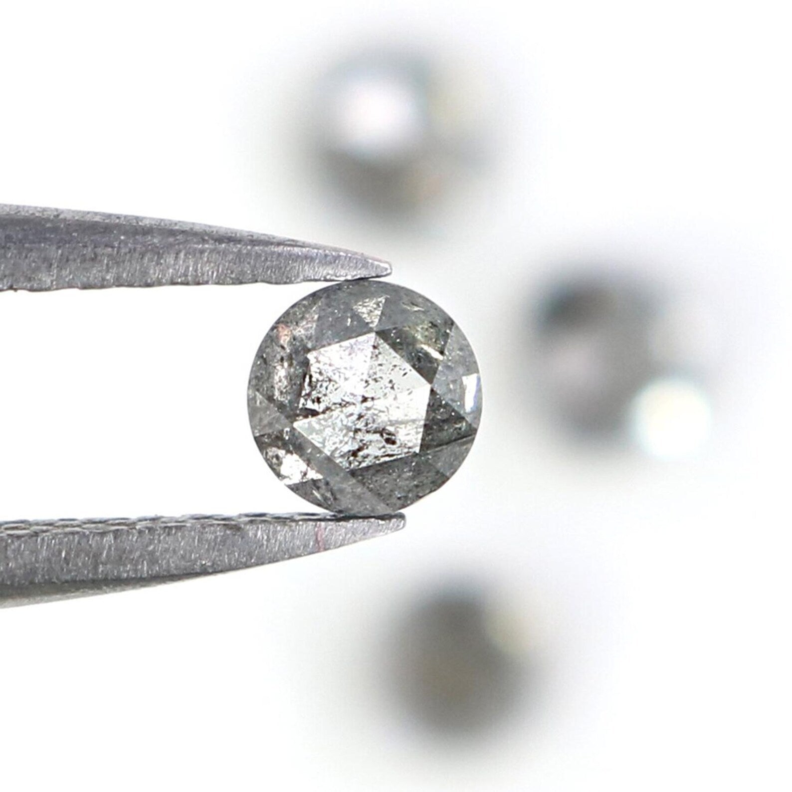 0.98 CT Natural Loose Round Rose Cut Diamond Salt And Pepper Round Diamond 3.65 MM Natural Black Grey Color Round Rose Cut Diamond NQ2317