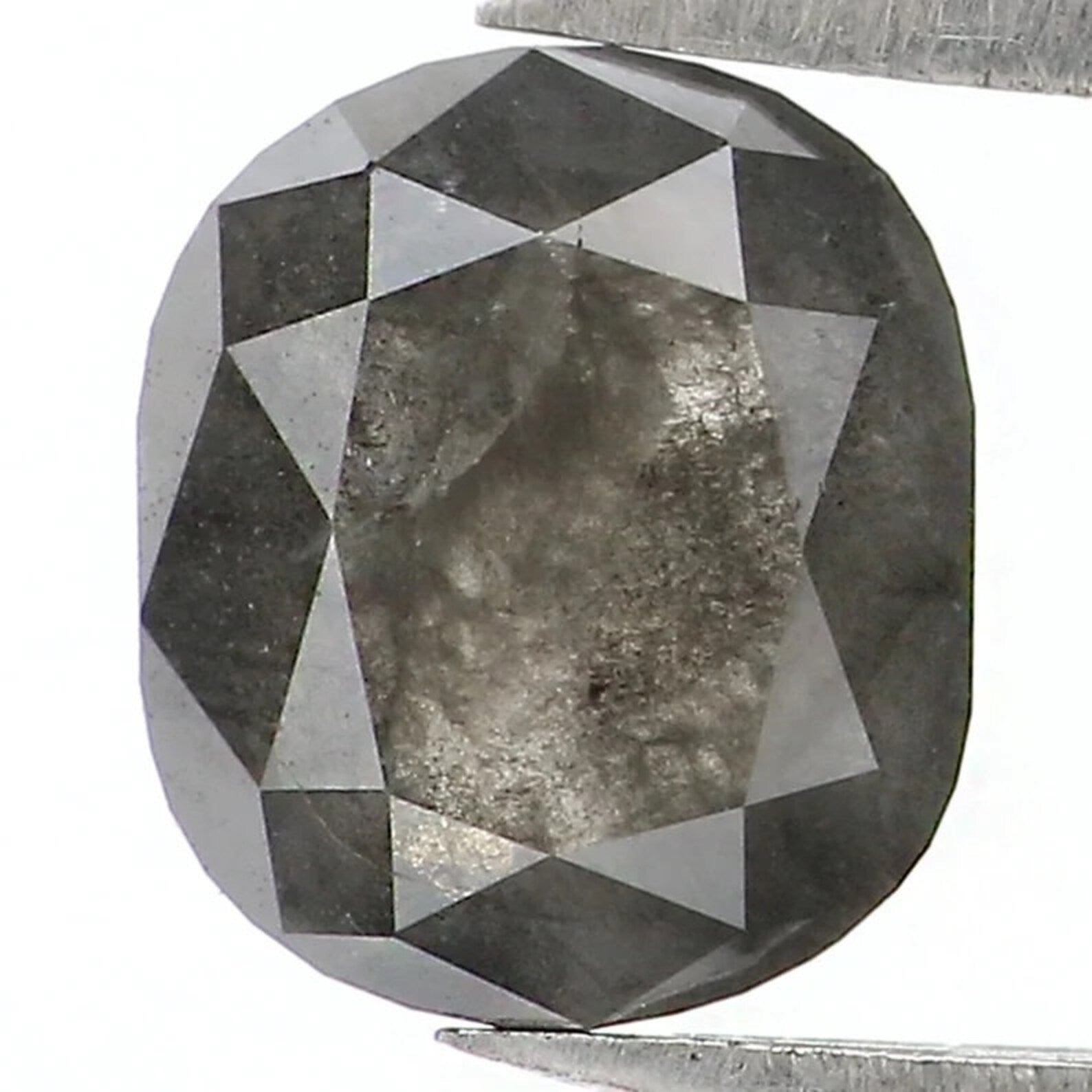 0.89 CT Natural Loose Oval Shape Diamond Salt And Pepper Oval Diamond 6.45 MM Natural Diamond Black Grey Color Oval Rose Cut Diamond NQ1753