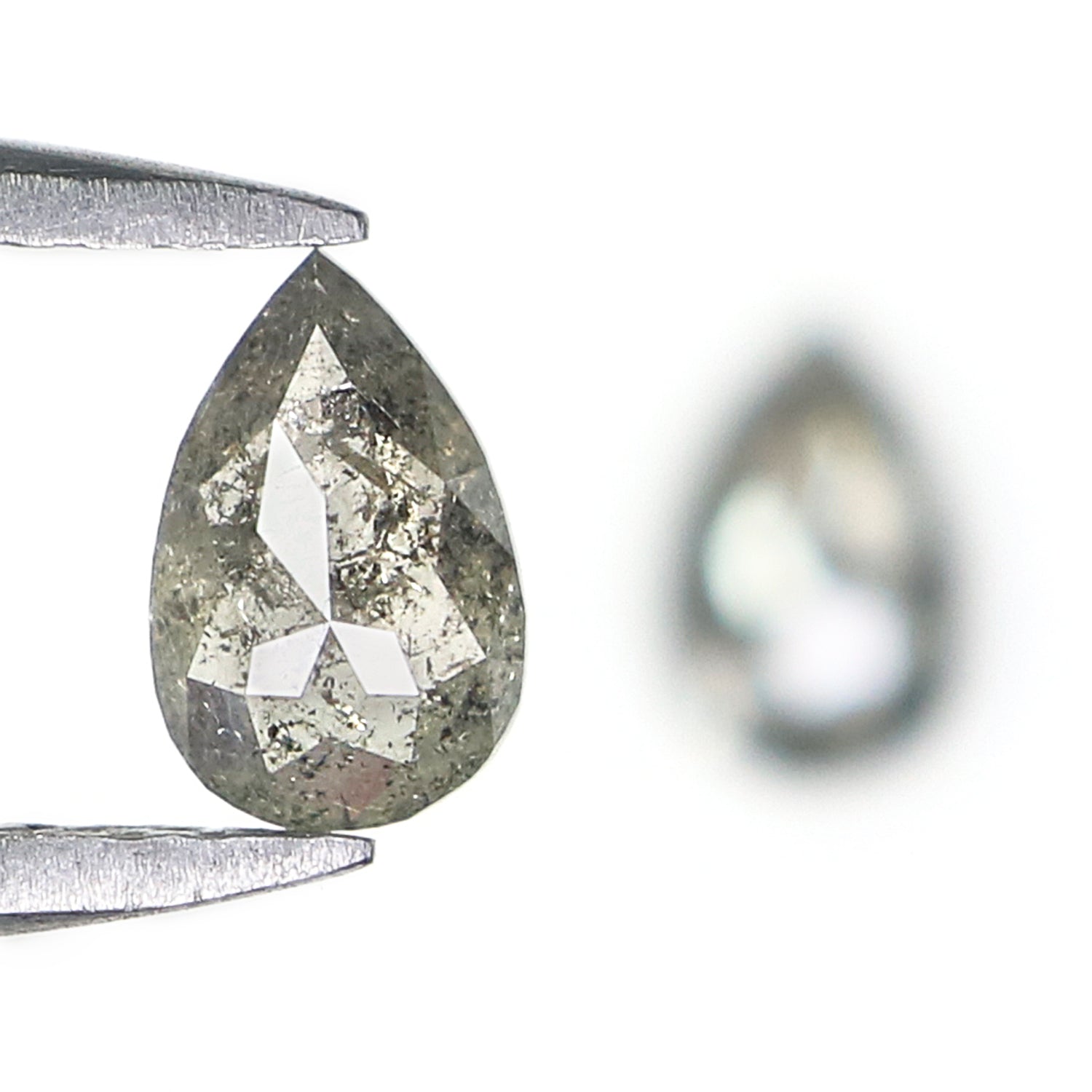 0.50 CT Natural Loose Pear Cut Pair Diamond Salt And Pepper Pear Shape Diamond 5.45 MM Natural Black Grey Color Pear Rose Cut Diamond N2277