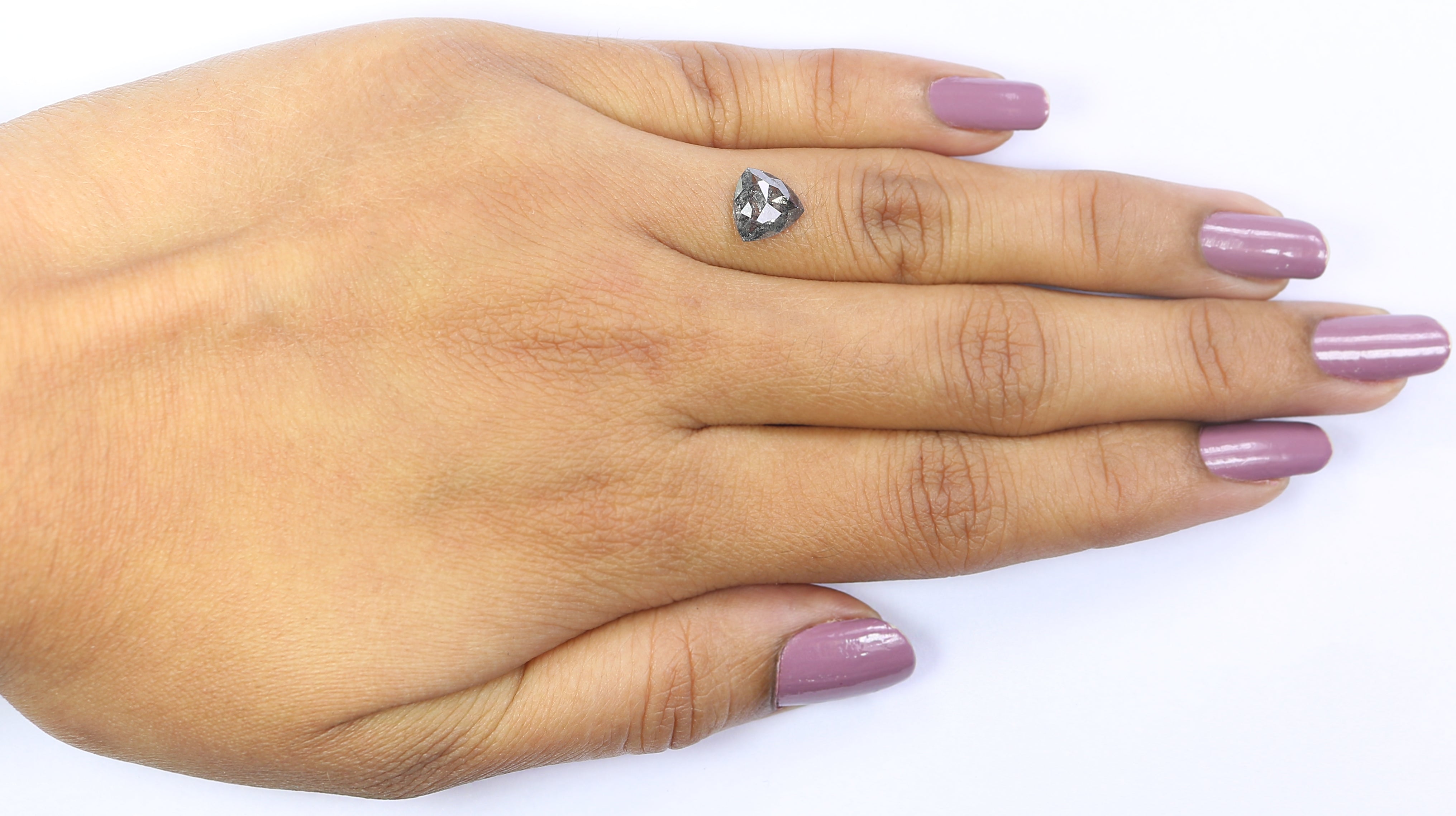 1.12 CT Natural Loose Triangle Shape Diamond Salt And Pepper Triangle Cut Diamond 7.45 MM Black Grey Color Triangle Rose Cut Diamond QL2923
