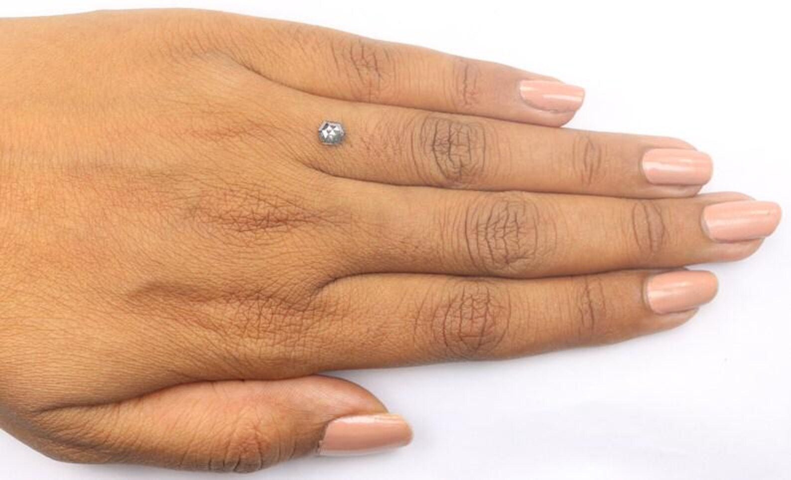 0.43 CT Natural Loose Hexagon Shape Diamond Salt And Pepper Hexagon Diamond 5.10 MM Natural Black Grey Color Hexagon Rose Cut Diamond NQ1511