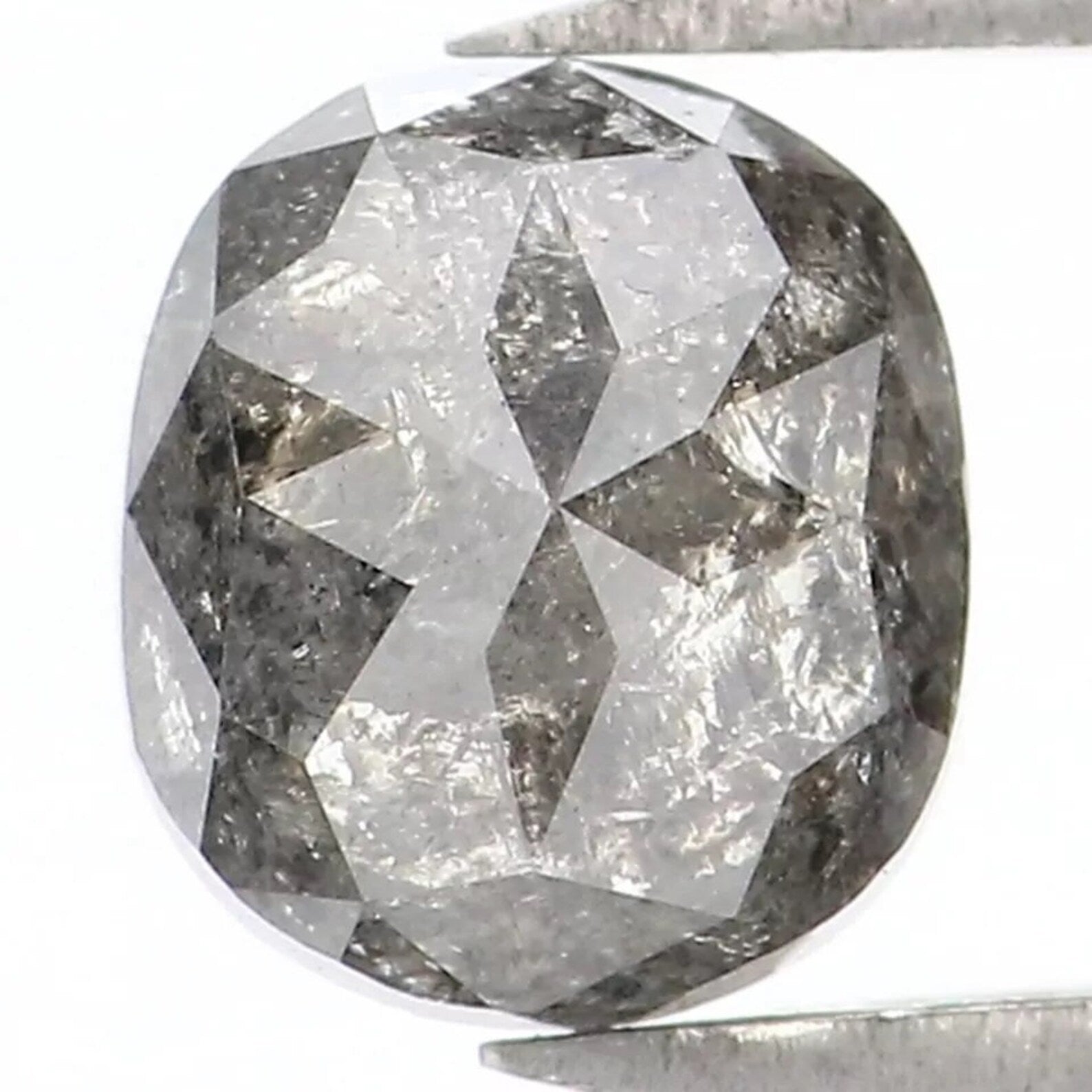 0.98 CT Natural Loose Cushion Shape Diamond Salt And Pepper Diamond 6.05 MM Natural Loose Black Grey Color Cushion Rose Cut Diamond NQ1710
