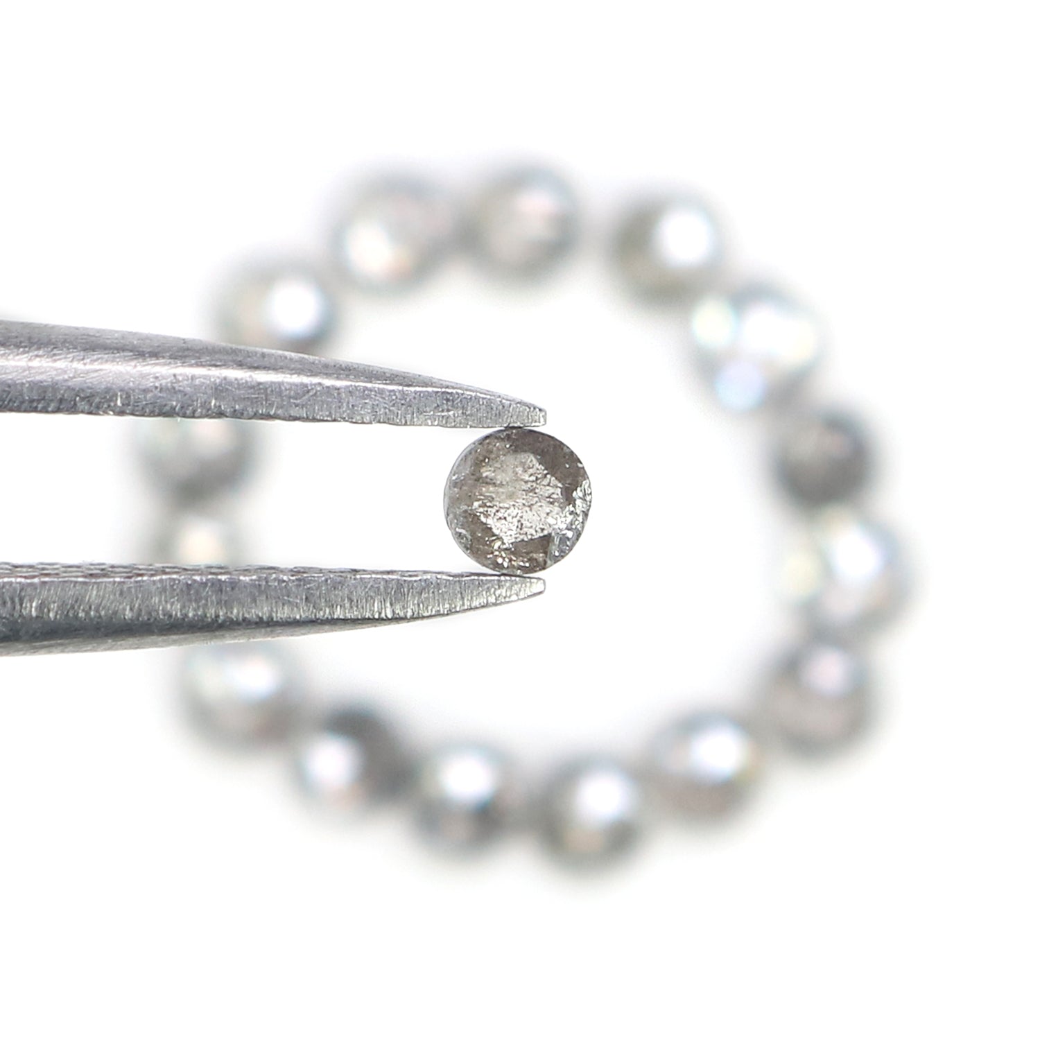 0.96 Ct Natural Loose Round Rose Cut Diamond Salt And Pepper Round Cut Diamond 2.30 MM Natural Black Grey Color Round Rose Cut Diamond L1553