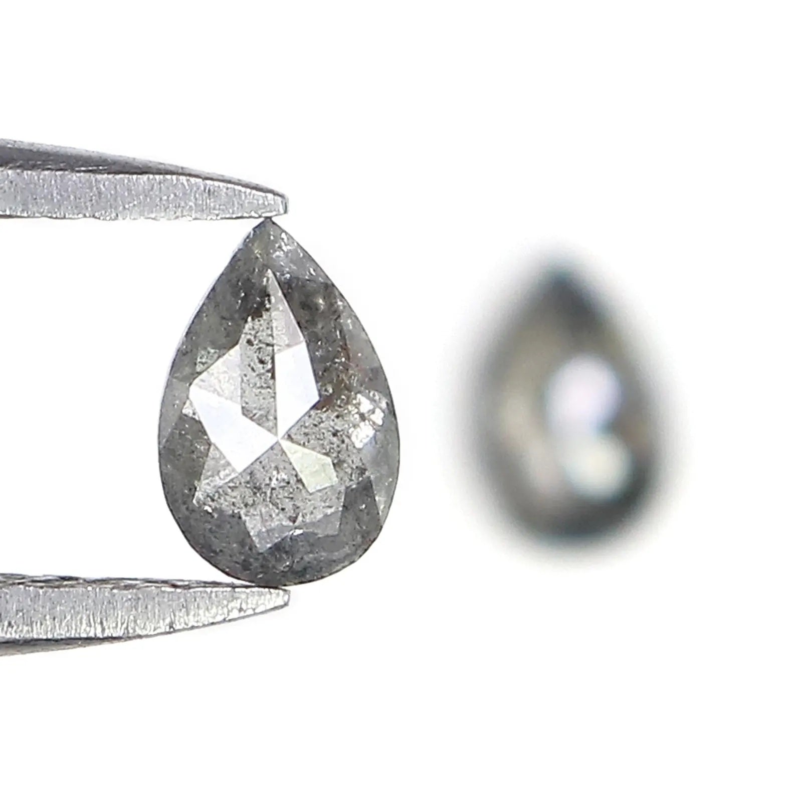 0.52 CT Natural Loose Pear Cut Pair Diamond Salt And Pepper Pear Shape Diamond 5.00 MM Natural Black Grey Color Pear Rose Cut Diamond NQ2294