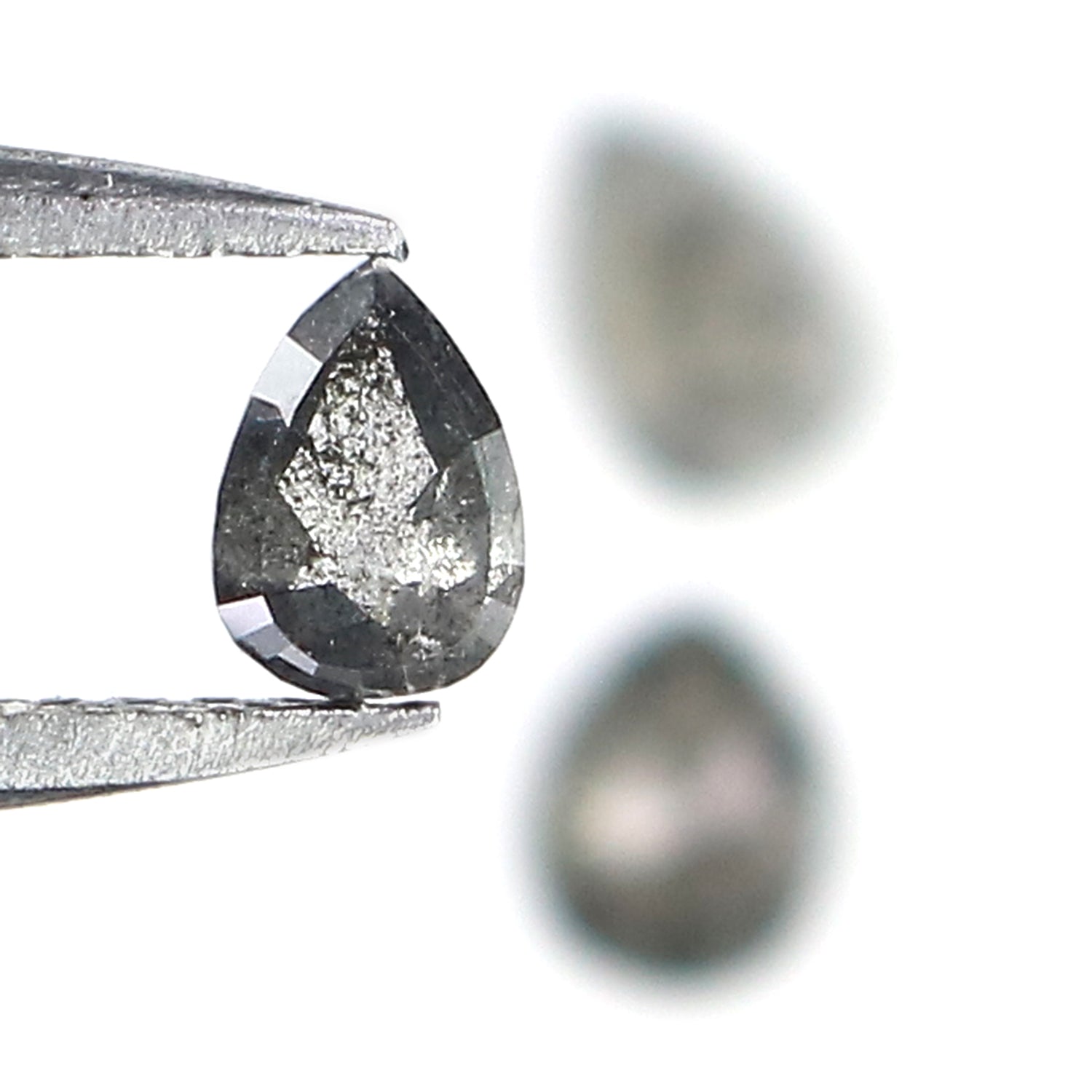 0.60 CT Natural Loose Pear Shape Diamond Salt And Pepper Pear Diamond 4.90 MM Natural Loose Black Grey Color Pear Rose Cut Diamond LQ2882