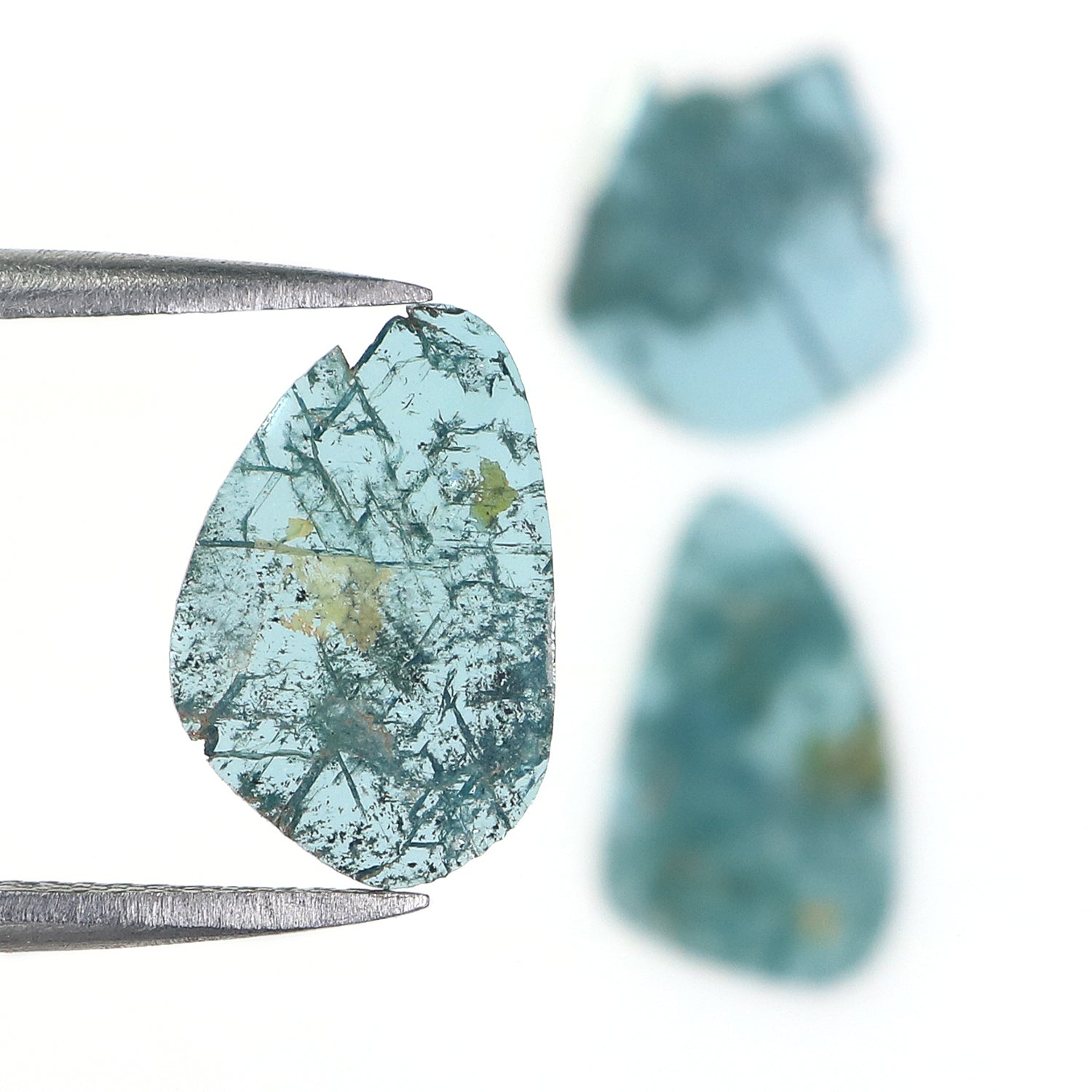 1.41 CT Natural Loose Slice Shape Diamond Blue Color Slice Cut Diamond 12.40 MM Natural Loose Blue Color Slice Irregular Cut Diamond LQ771