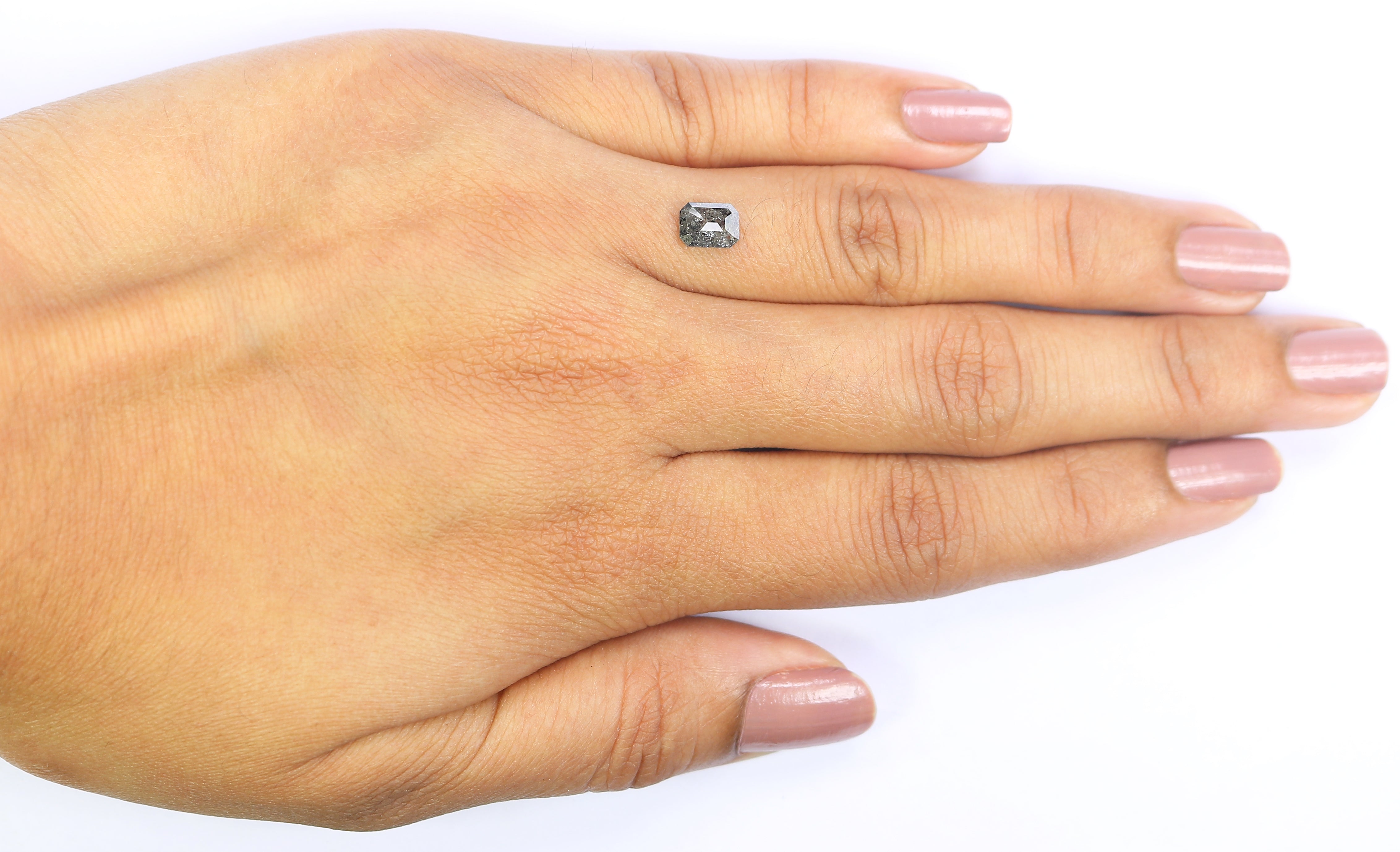 0.69 CT Natural Loose Emerald Shape Diamond Salt And Pepper Emerald Cut Diamond 6.15 MM Natural Black Grey Emerald Rose Cut Diamond LQ2945