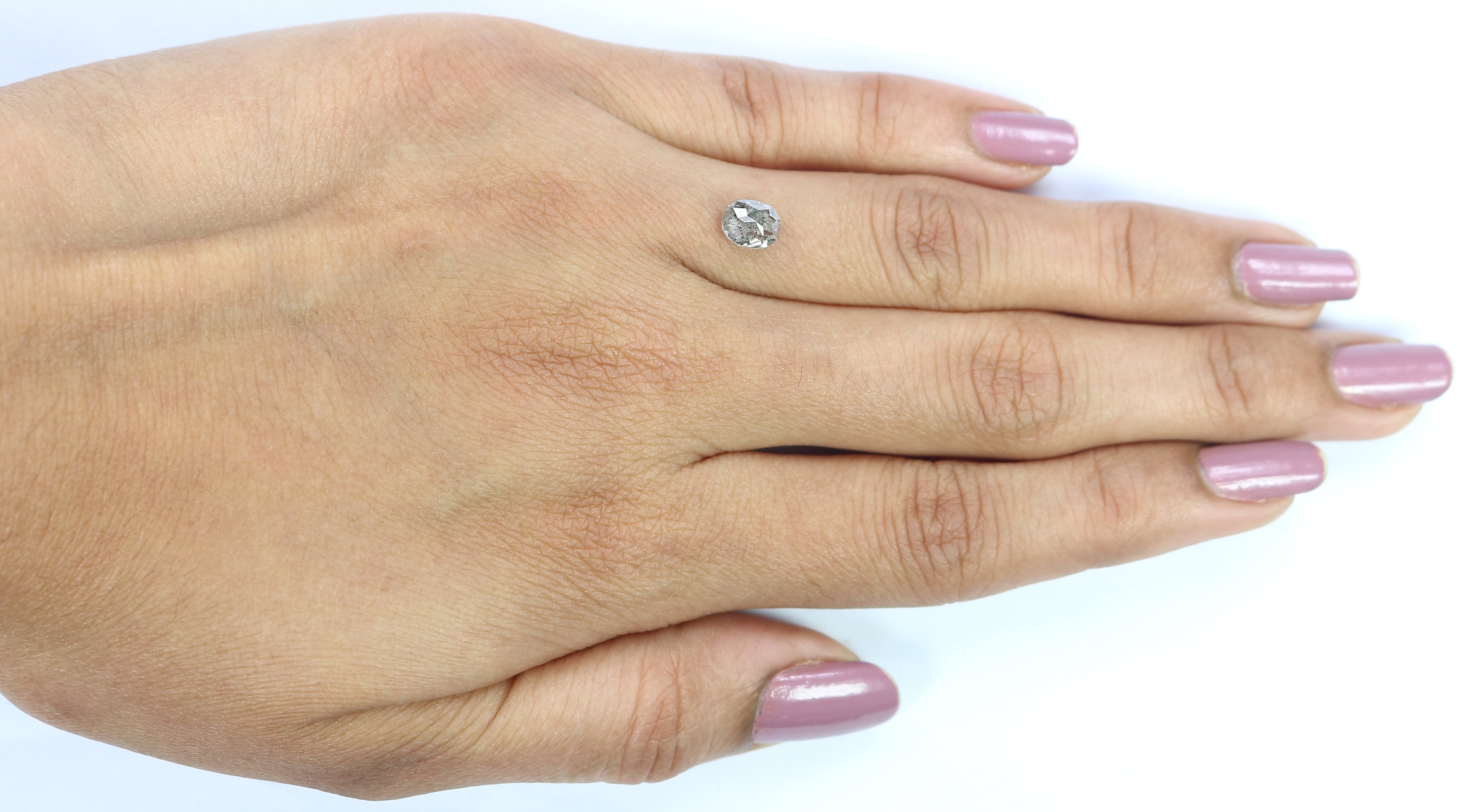 0.86 CT Natural Loose Oval Shape Diamond Salt And Pepper Oval Rose Cut Diamond 5.90 MM Natural Black Grey Color Oval Rose Cut Diamond QL3027
