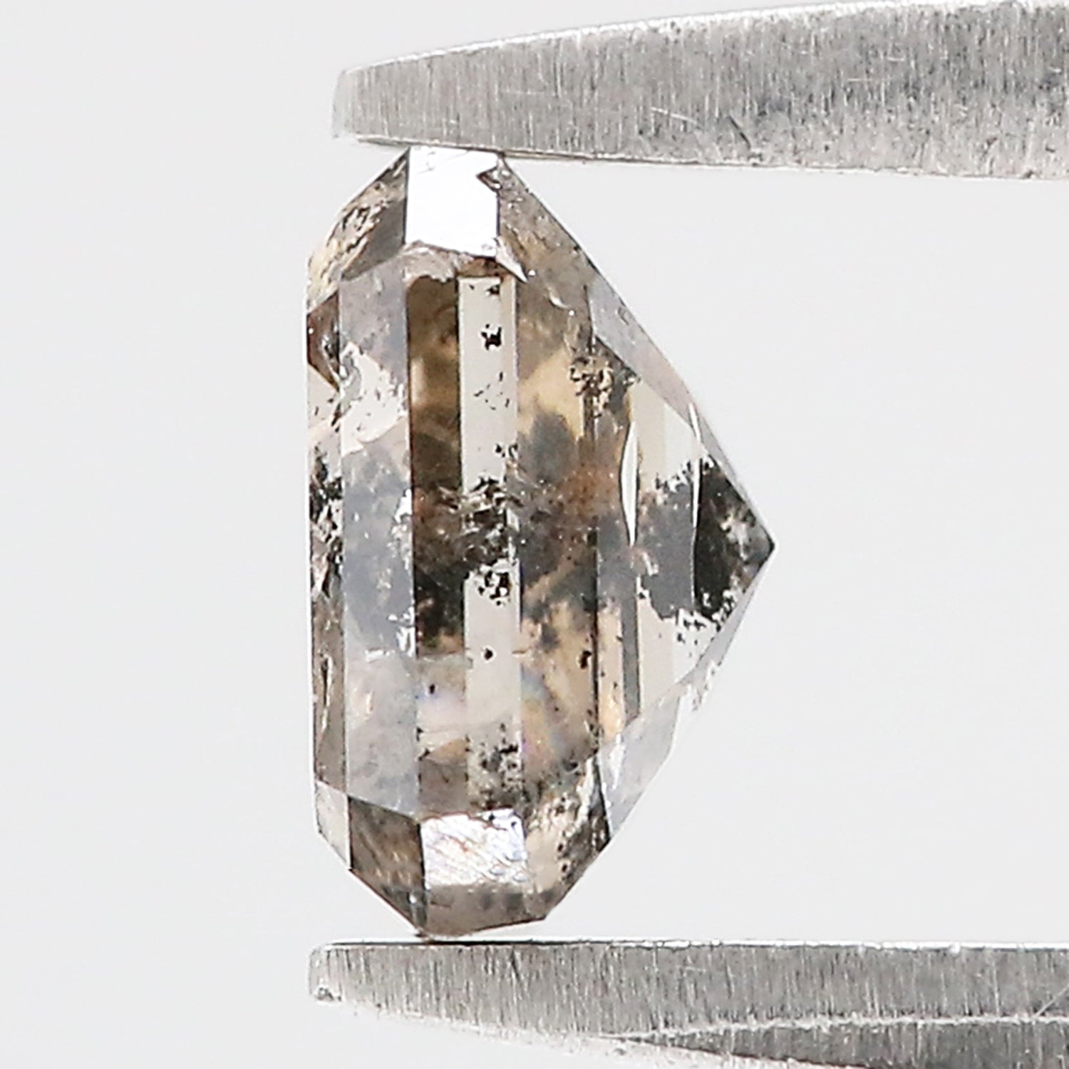 0.87 CT Natural Loose Emerald Shape Diamond Salt And Pepper Emerald Diamond 5.60 MM Black Grey Color Emerald Shape Rose Cut Diamond QL9510