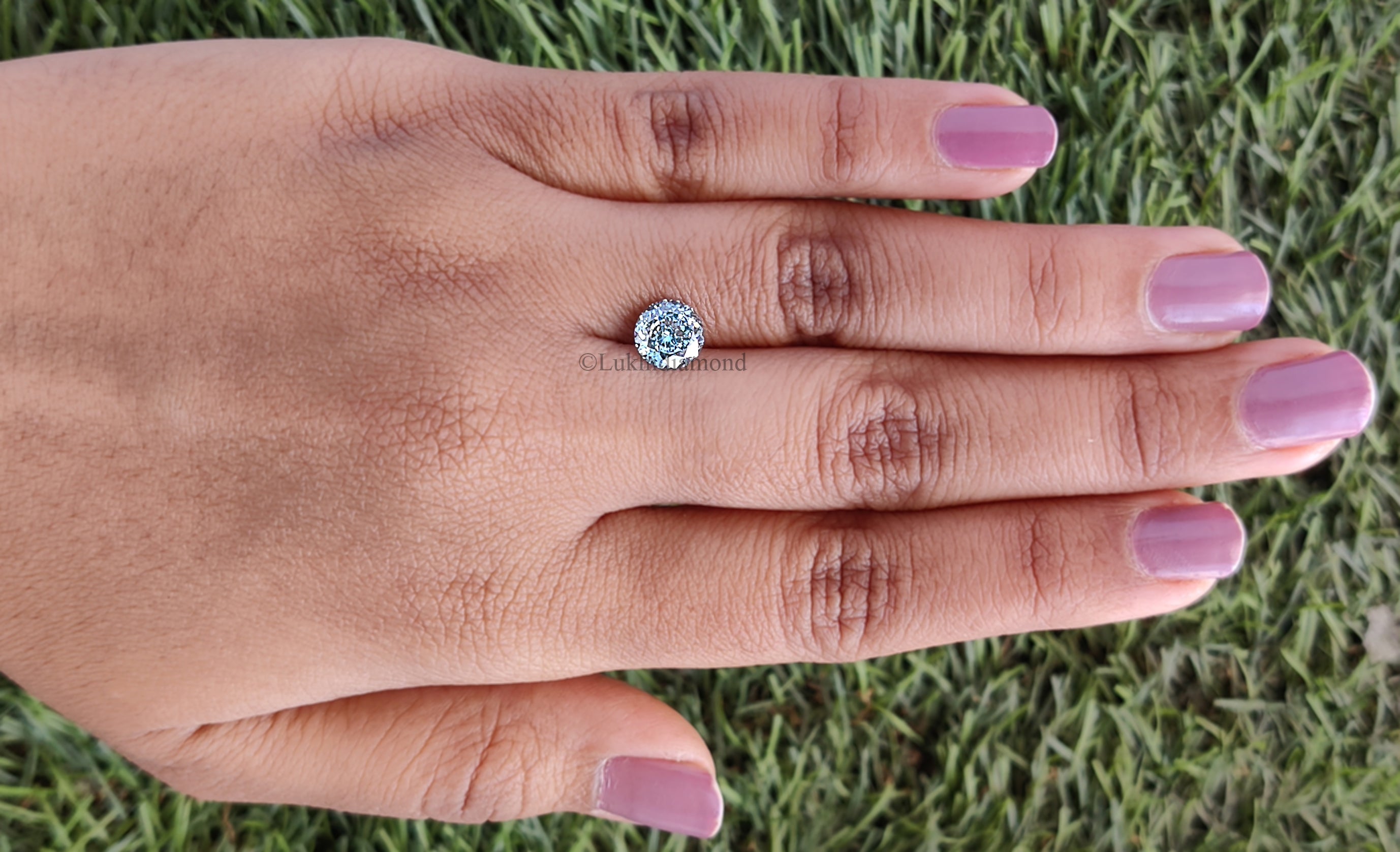 1.30 CT IGI Certified Round Portuguese Cut Diamond Fancy Vivid Blue Color VS1 Clarity Lab Grown Created Round Modified CVD Diamond L3297