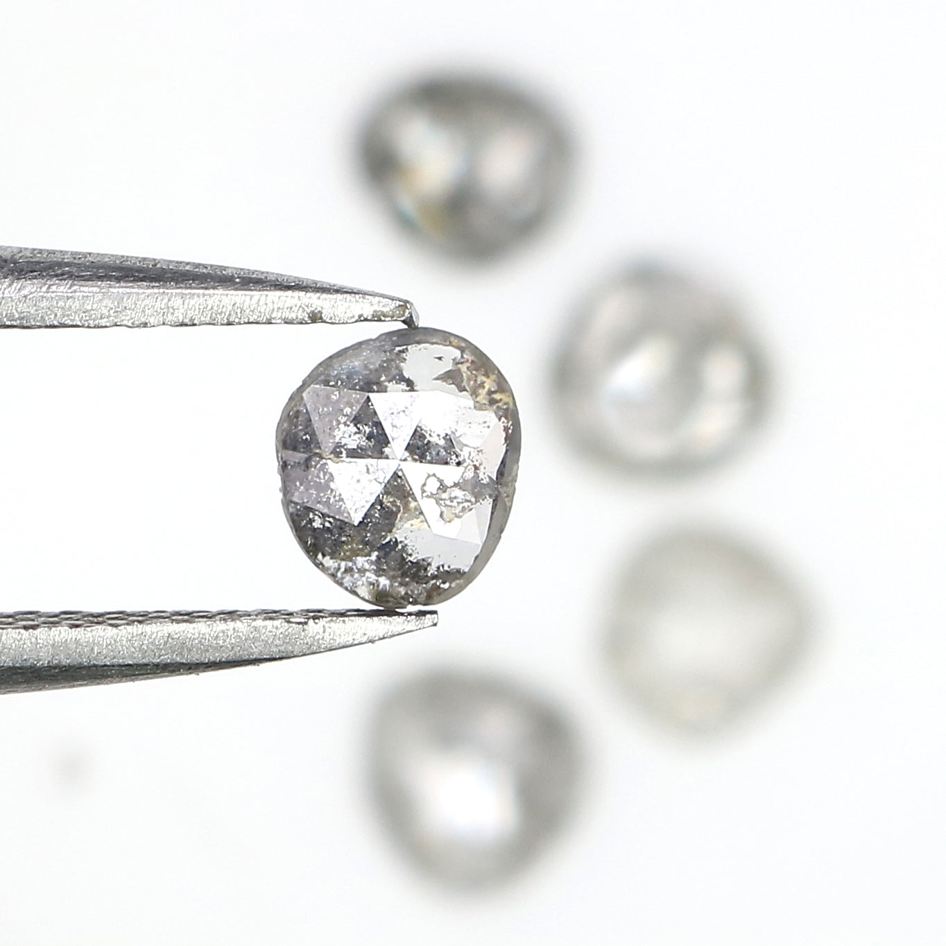 1.27 Ct Natural Loose Slice Cut Diamond Salt And Pepper Uncut Diamond 4.95 MM Natural Diamond Black Grey Color Irregular Cut Diamond LQ3077