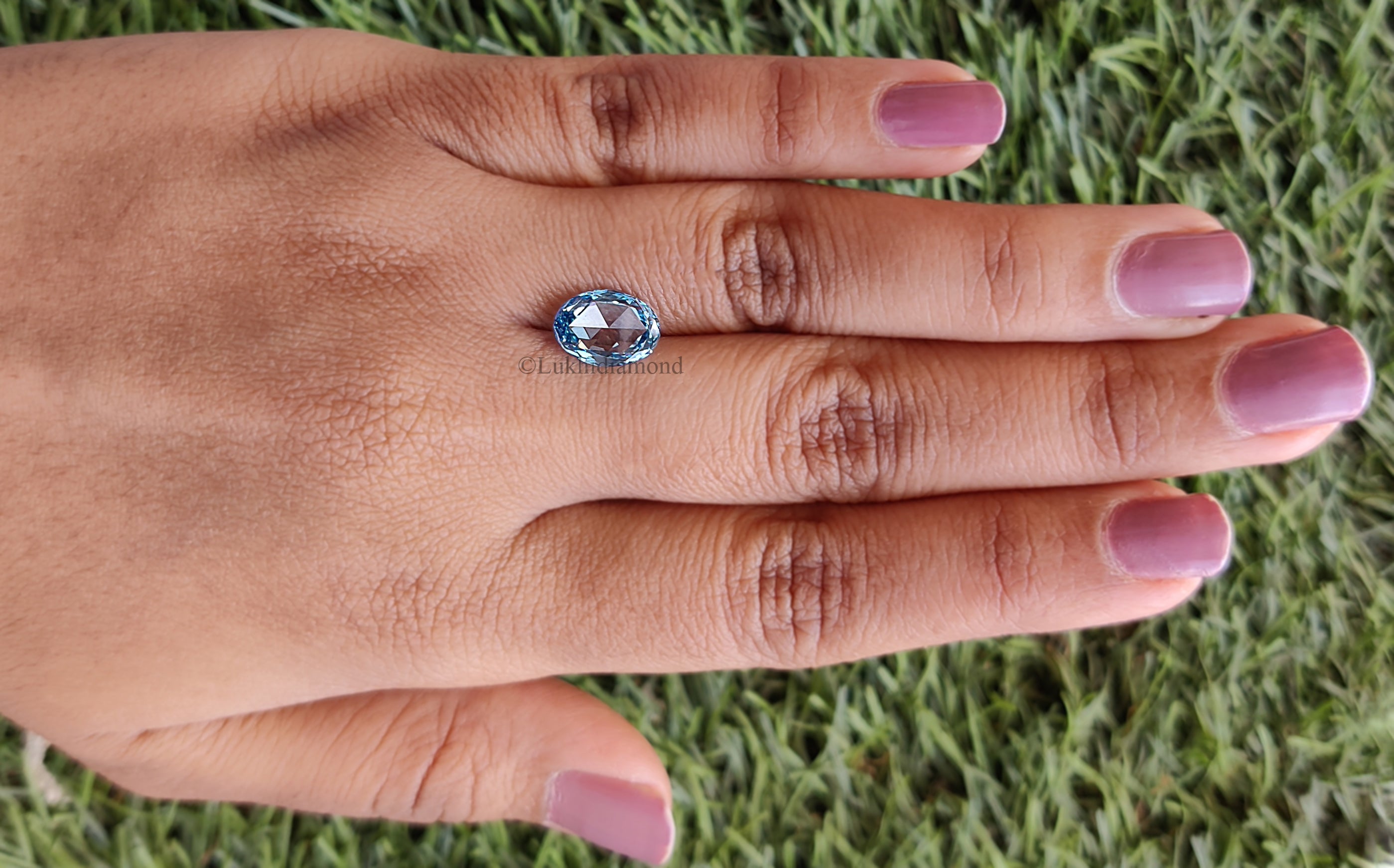 1.70 CT IGI Certified Oval Rose Cut Diamond Fancy Intense Blue Color VS1 Clarity Diamond Lab Grown Diamond Lab Created Oval Diamond L3294