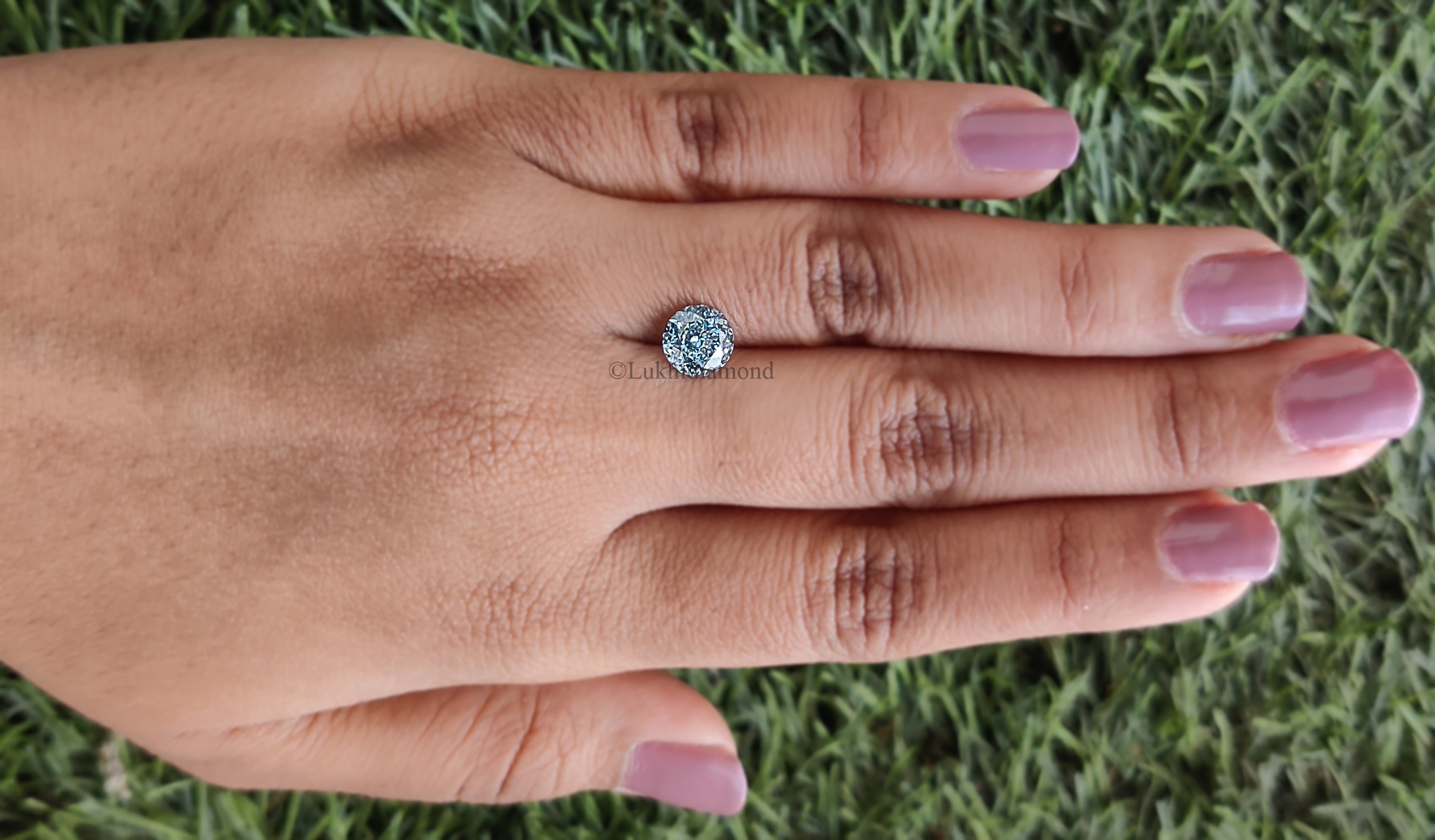 1.39 CT IGI Certified Round Portuguese Cut Diamond Fancy Vivid Blue Color VS1 Clarity Lab Grown Created Round Mixed Cut CVD Diamond L3290
