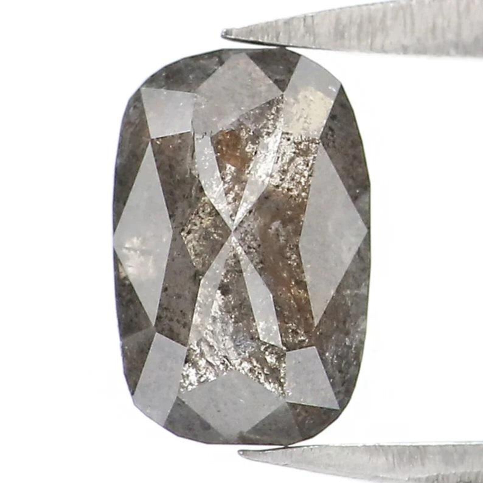 0.75 CT Natural Loose Cushion Cut Diamond Salt And Pepper Cushion Diamond 7.05 MM Natural Black Grey Color Cushion Rose Cut Diamond NQ7086