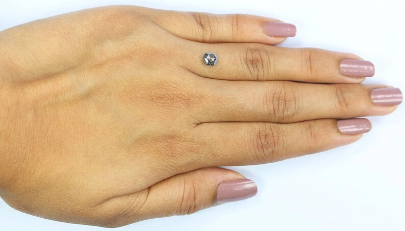 0.57 CT Natural Loose Hexagon Shape Diamond Salt And Pepper Hexagon Diamond 5.75 MM Natural Loose Diamond Hexagon Rose Cut Diamond NQ2459