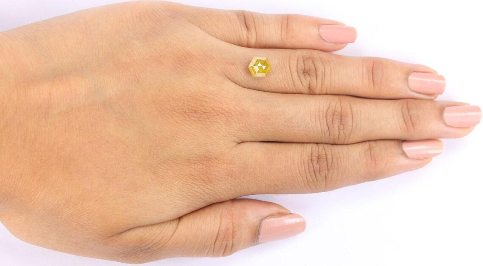 1.53 CT Natural Loose Hexagon Shape Diamond Yellow Color Hexagon Diamond 7.50 MM Natural Loose Yellow Color Hexagon Rose Cut Diamond NQ1919