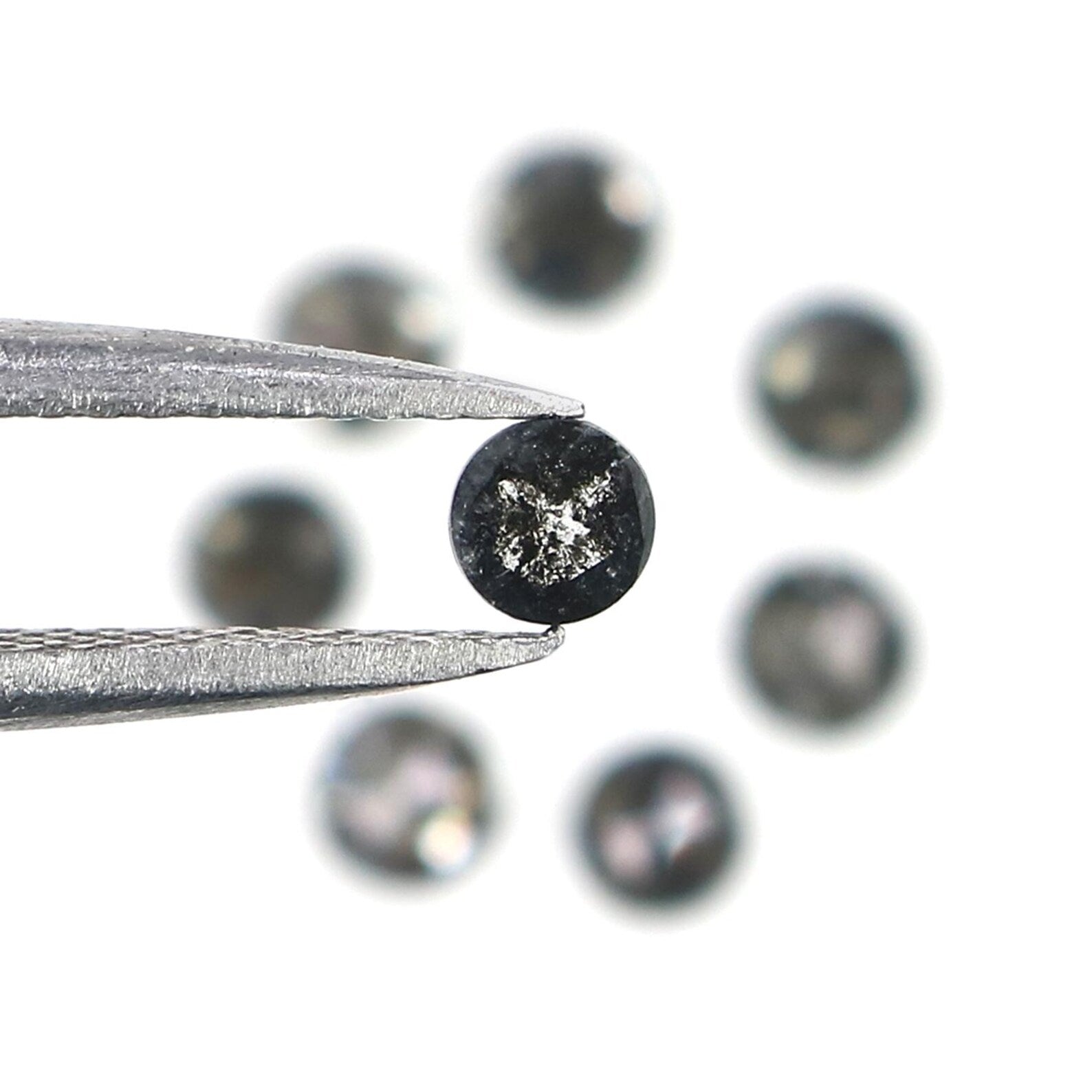 1.16 Ct Natural Loose Round Rose Cut Diamond Salt And Pepper Round Diamond 3.20 MM Natural Black Grey Color Round Rose Cut Diamond NQ1794