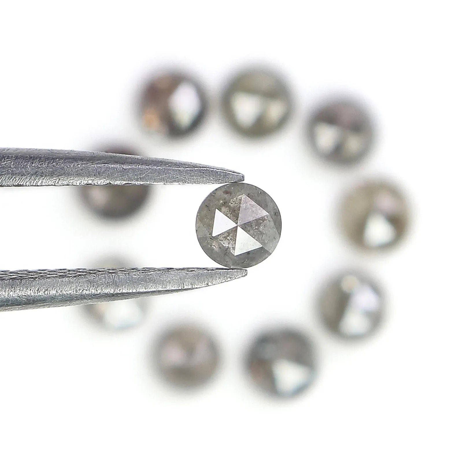 2.09 Ct Natural Loose Round Shape Diamond Salt And Pepper Round Cut Diamond 3.55 MM Natural Black Grey Color Round Rose Cut Diamond NQ2084