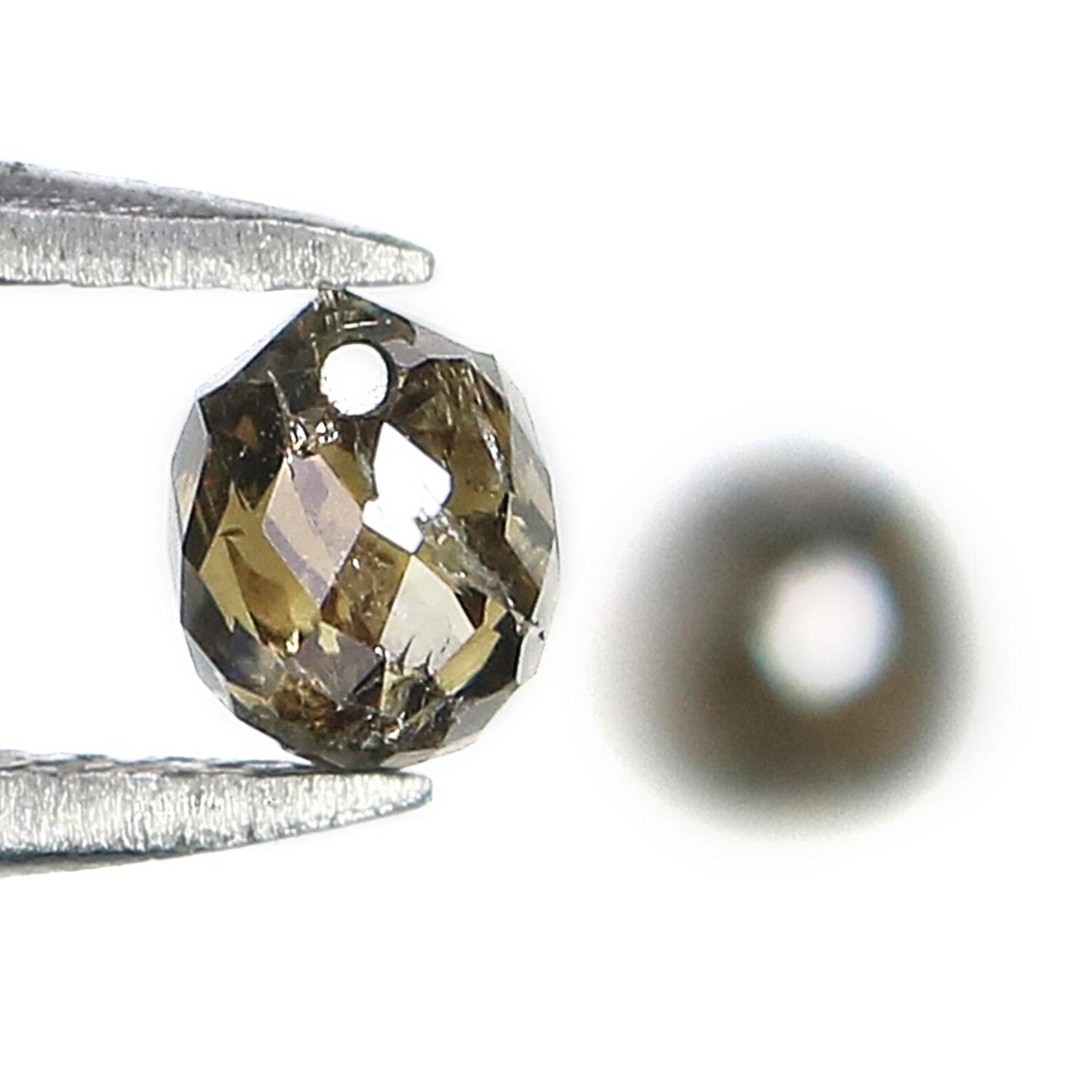 1.06 Ct Natural Loose Briolette Shape Diamond Brown Color Drop Diamond 4.40 MM Natural Loose Black Color Briolette Rose Cut Diamond NQ847