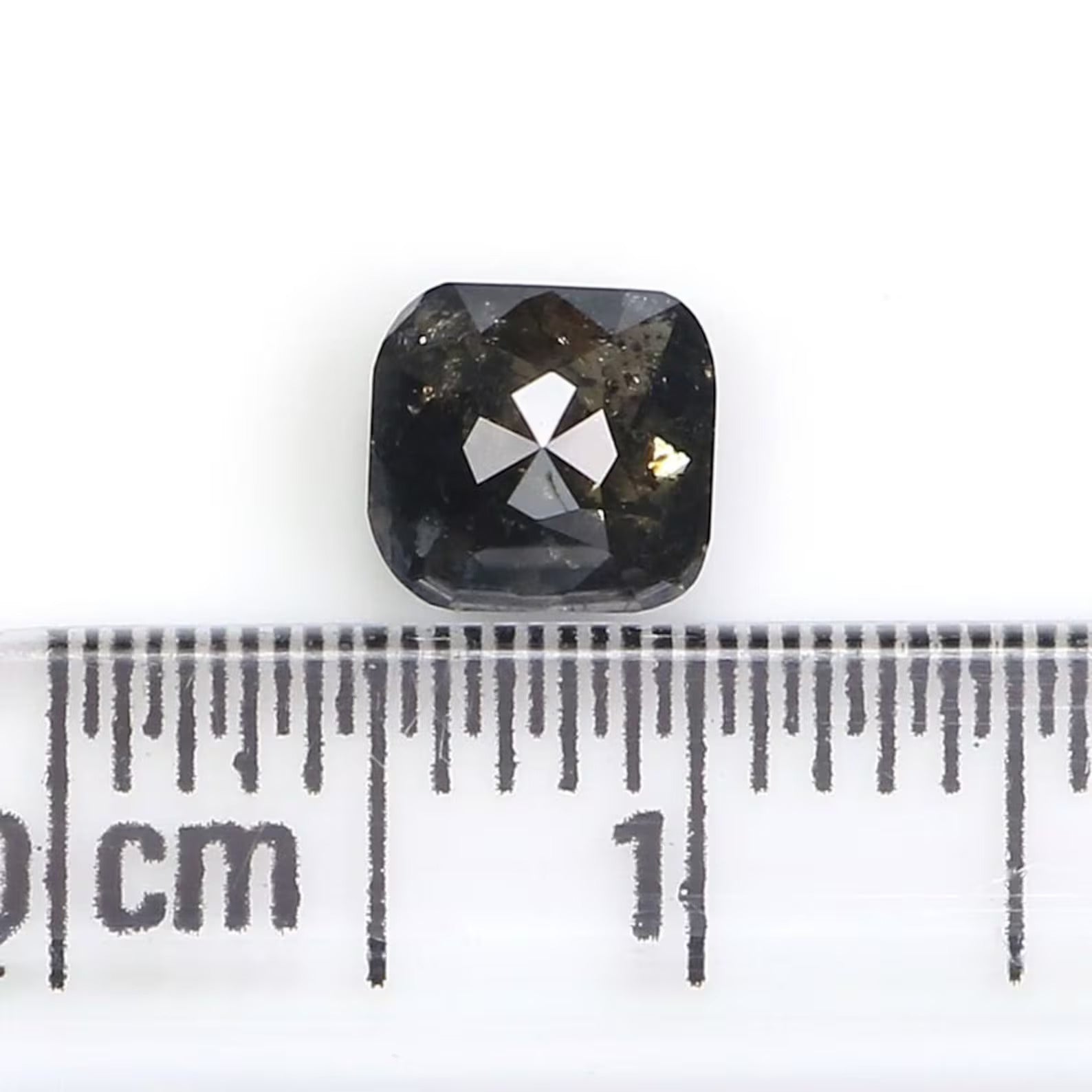 0.88 Ct Natural Loose Cushion Shape Diamond Salt And Pepper Cushion Diamond 5.40 MM Natural Black Grey Color Cushion Rose Cut Diamond NQ1133