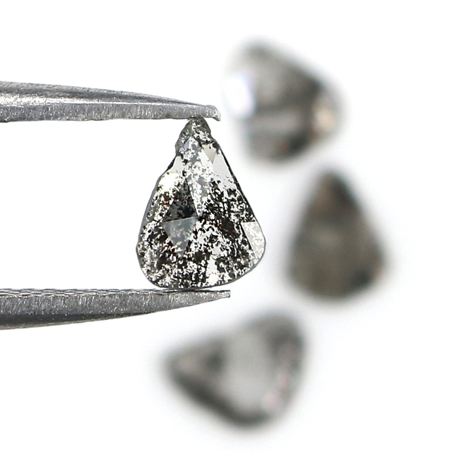 0.80 Ct Natural Loose Slice Cut Diamond Salt And Pepper Slice Diamond 6.15 MM Natural Black Grey Color Irregular Rose Cut Diamond NQ2516