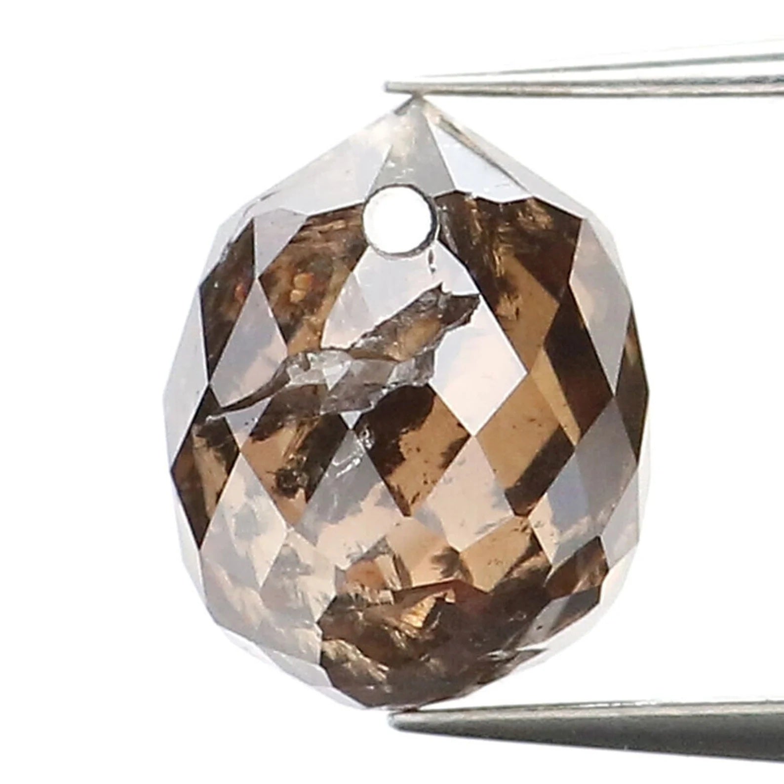 0.98 Ct Natural Loose Drop Shape Diamond Black Brown Color Briolette Cut Diamond 5.65 MM Natural Loose Diamond Drop Shape Diamond NQ462