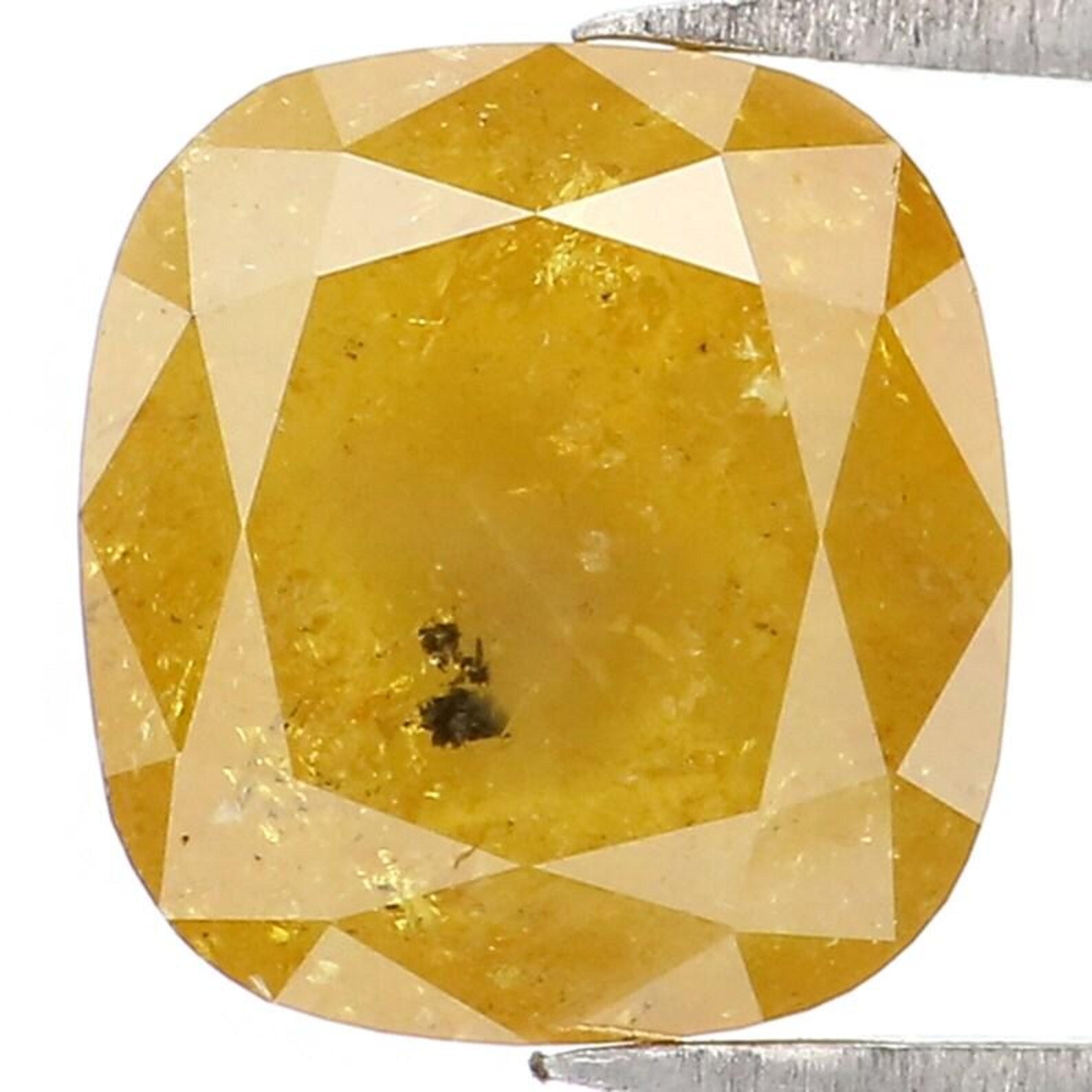 1.81 Ct Natural Loose Cushion Shape Diamond Yellow Color Cushion Cut Diamond 7.10 MM Natural Yellow Color Cushion Rose Cut Diamond NQ156