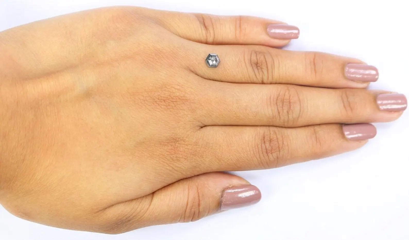 0.58 CT Natural Loose Hexagon Shape Diamond Salt And Pepper Hexagon Diamond 5.70 MM Natural Loose Diamond Hexagon Rose Cut Diamond NQ2453