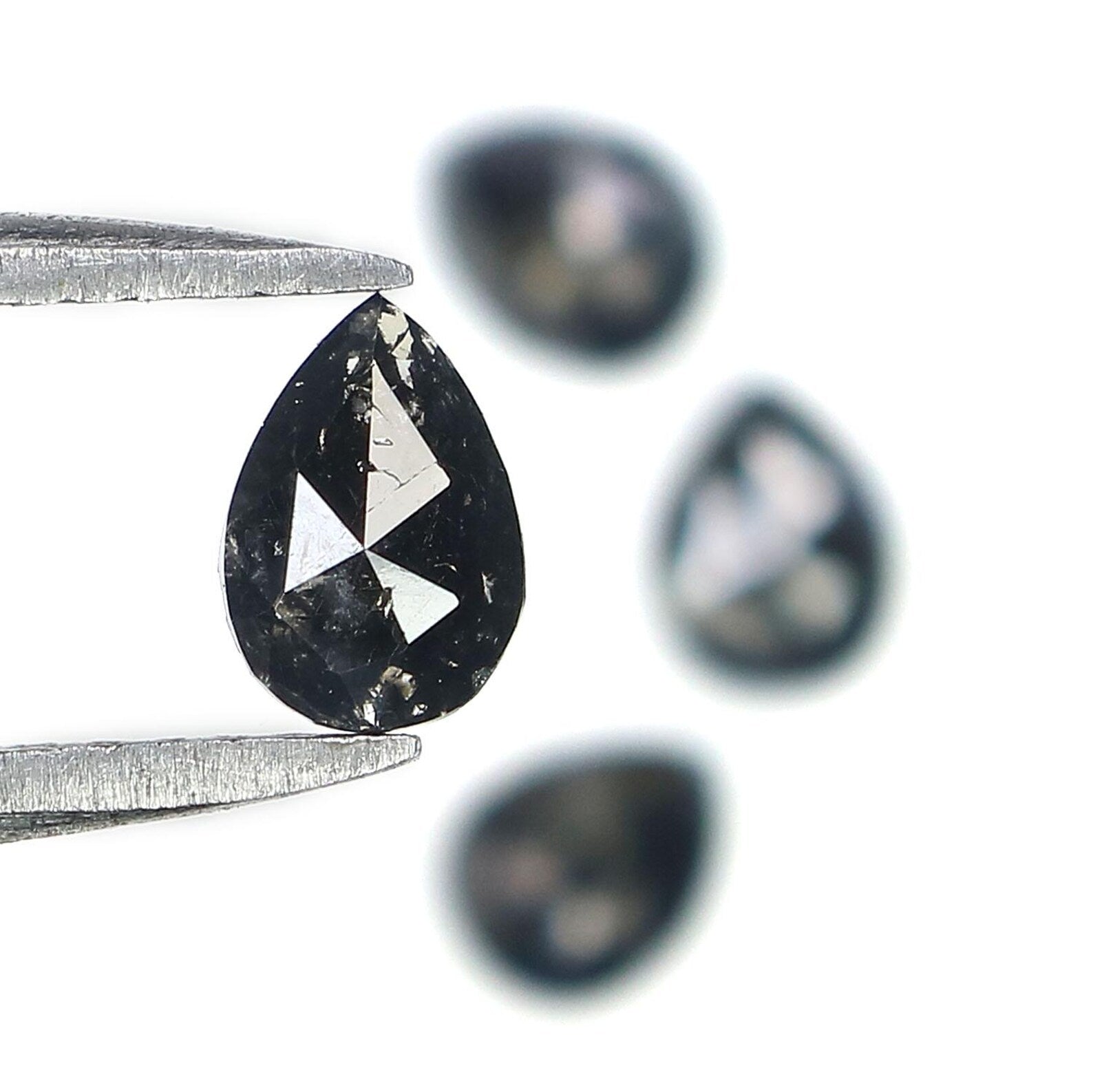 1.11 CT Natural Loose Pear Shape Diamond Black Color Pear Cut Diamond 4.80 MM Natural Loose Diamond Black Color Pear Rose Cut Diamond QN1673