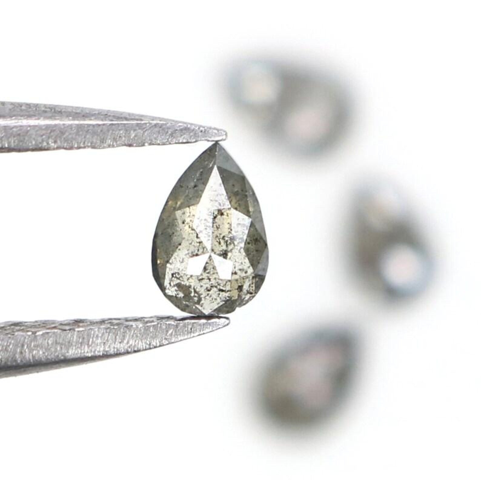 0.50 CT Natural Loose Pear Shape Diamond Salt And Pepper Pear Diamond 4.30 MM Natural Loose Black Grey Color Pear Rose Cut Diamond NQ2412
