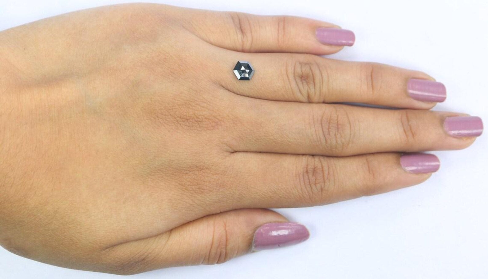 0.67 CT Natural Loose Hexagon Shape Diamond Black Color Hexagon Diamond 6.75 MM Natural Loose Black Color Hexagon Rose Cut Diamond NQ2237