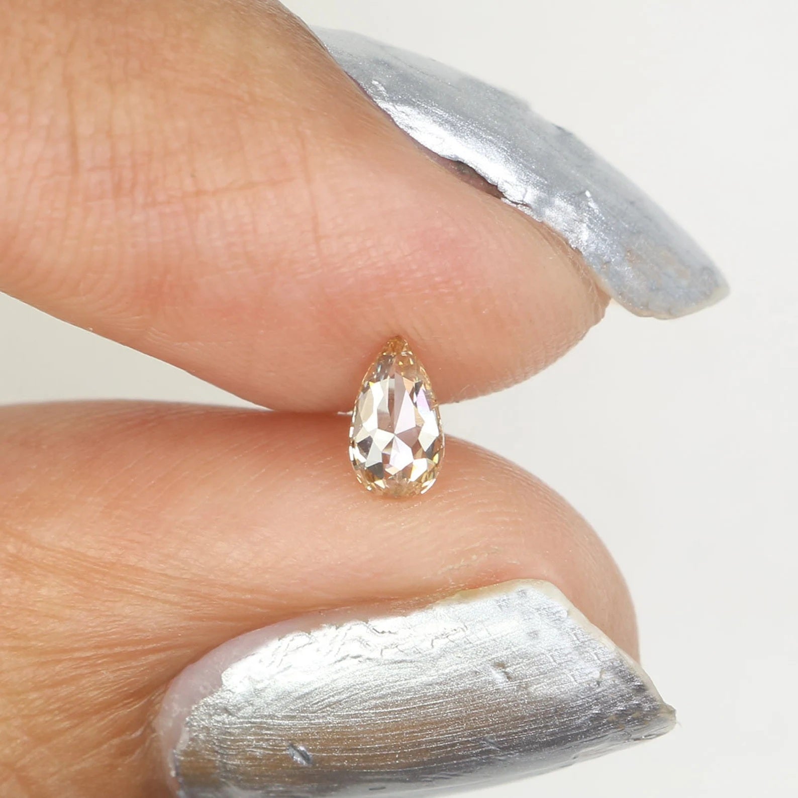0.19 Ct Natural Loose Diamond, Yellow Pear Diamond, Rustic Diamond, Antique Diamond, Real Diamond, Grey Diamond, Fancy Shape Diamond N609