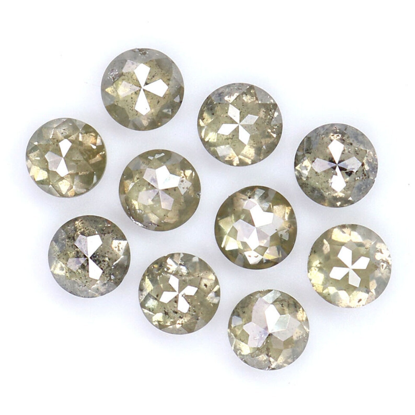 1.43 CT Natural Loose Rose Cut Diamond Grey Green Color Round Diamond 3.00 MM Natural Loose Grey Green Round Rose Cut Shape Diamond NQ409