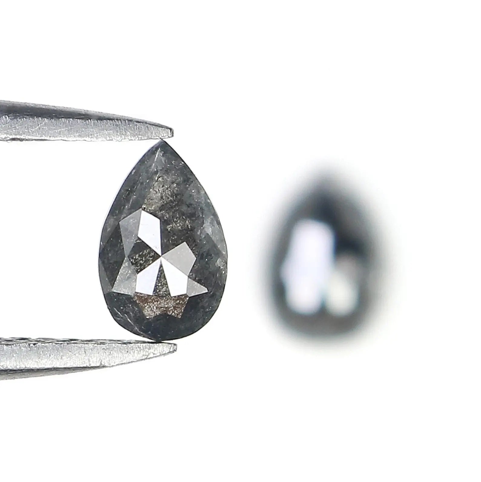 0.94 Ct Natural Loose Pear Shape Pair Diamond Salt And Pepper Pear Diamond 6.00 MM Natural Black Grey Color Pear Rose Cut Diamond NQ1493