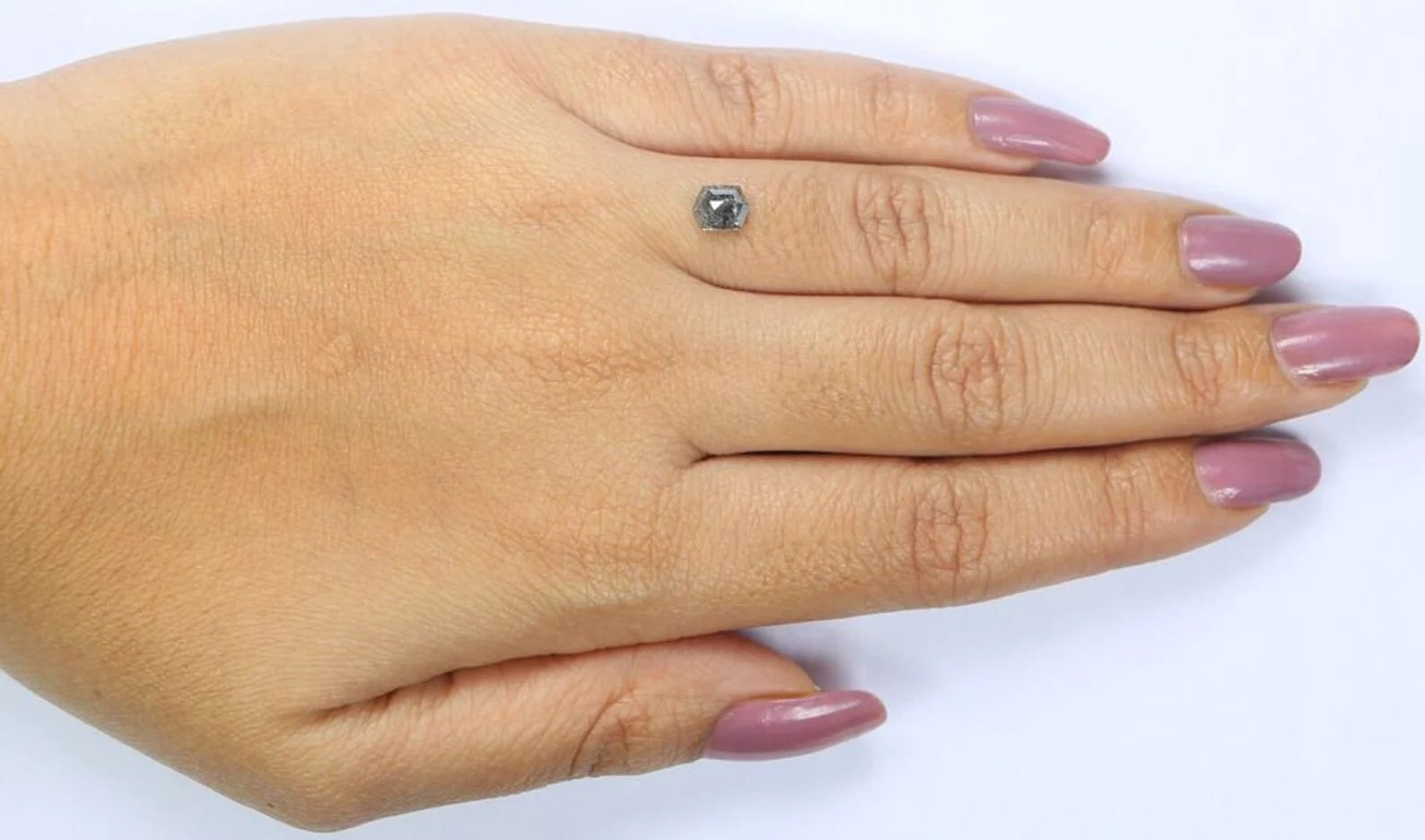 0.76 CT Natural Loose Hexagon Shape Diamond Salt And Pepper Hexagon Cut Diamond 5.95 MM Natural Loose Hexagon Shape Rose Cut Diamond QN2187