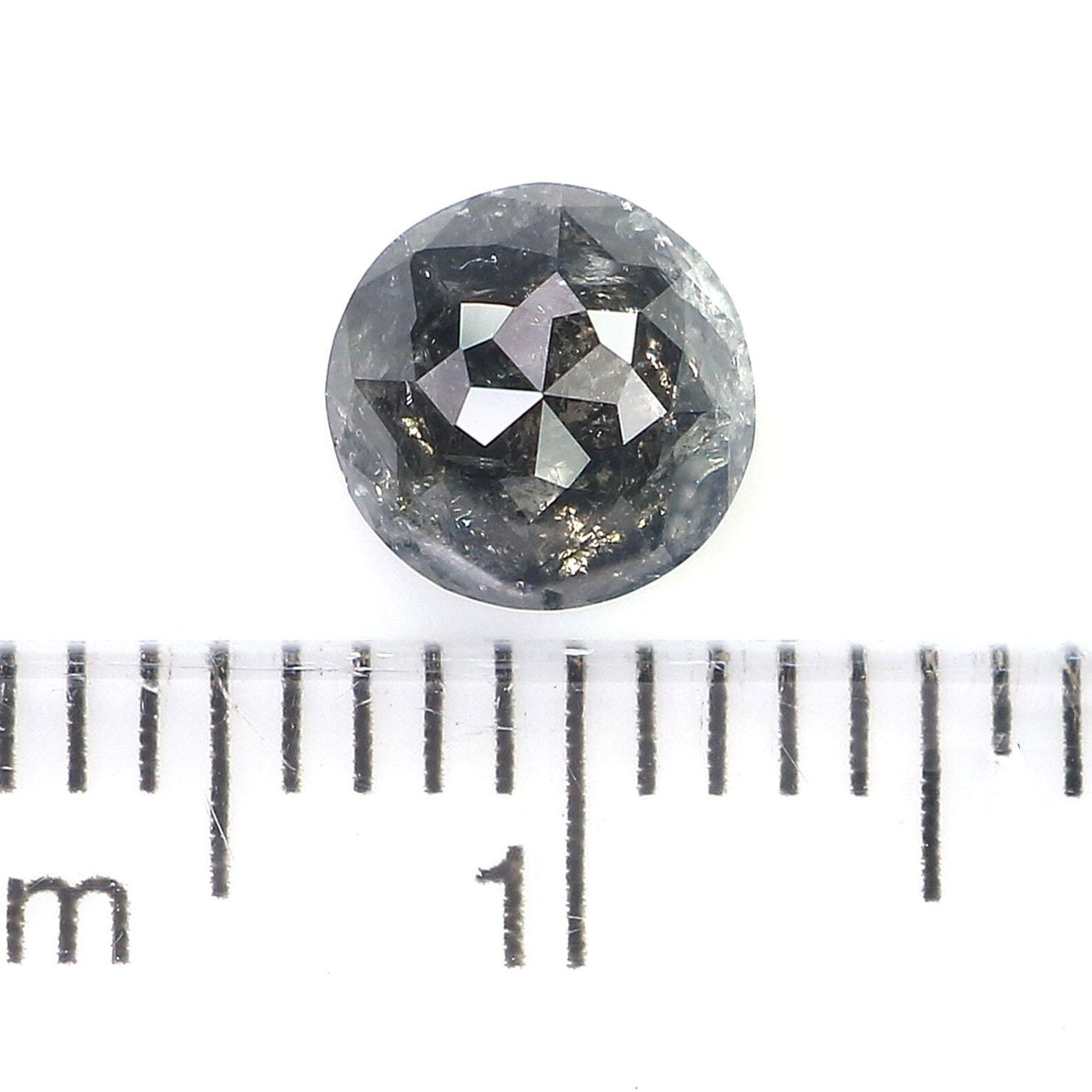0.96 Ct Natural Loose Round Shape Diamond Salt And Pepper Round Cut Diamond 6.00 MM Natural Black Grey Color Round Rose Cut Diamond QN1216