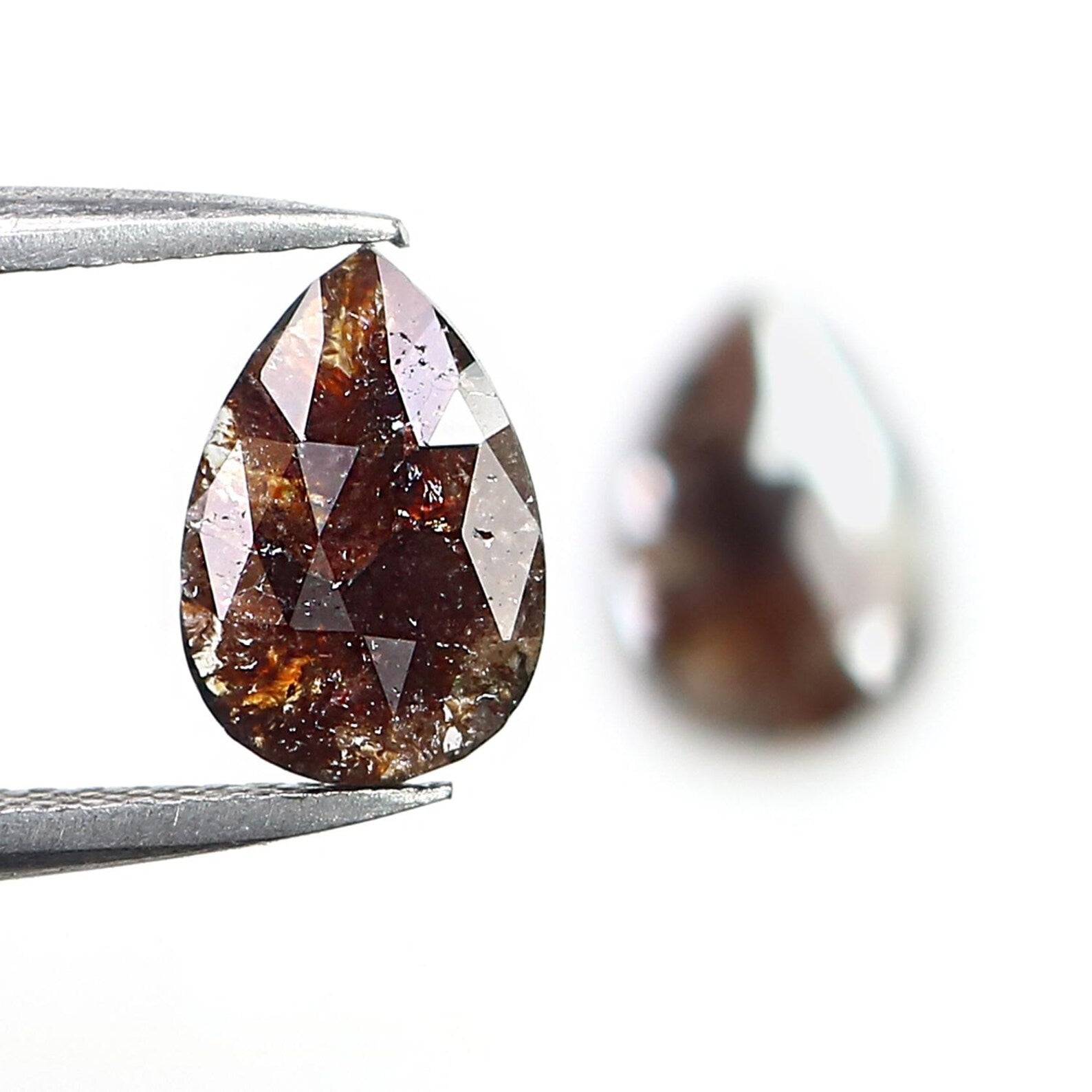 1.57 CT Natural Loose Pear Cut Pair Diamond Brown Color Pear Shape Diamond 8.70 MM Natural Diamond Brown Color Pear Rose Cut Diamond NQ2546