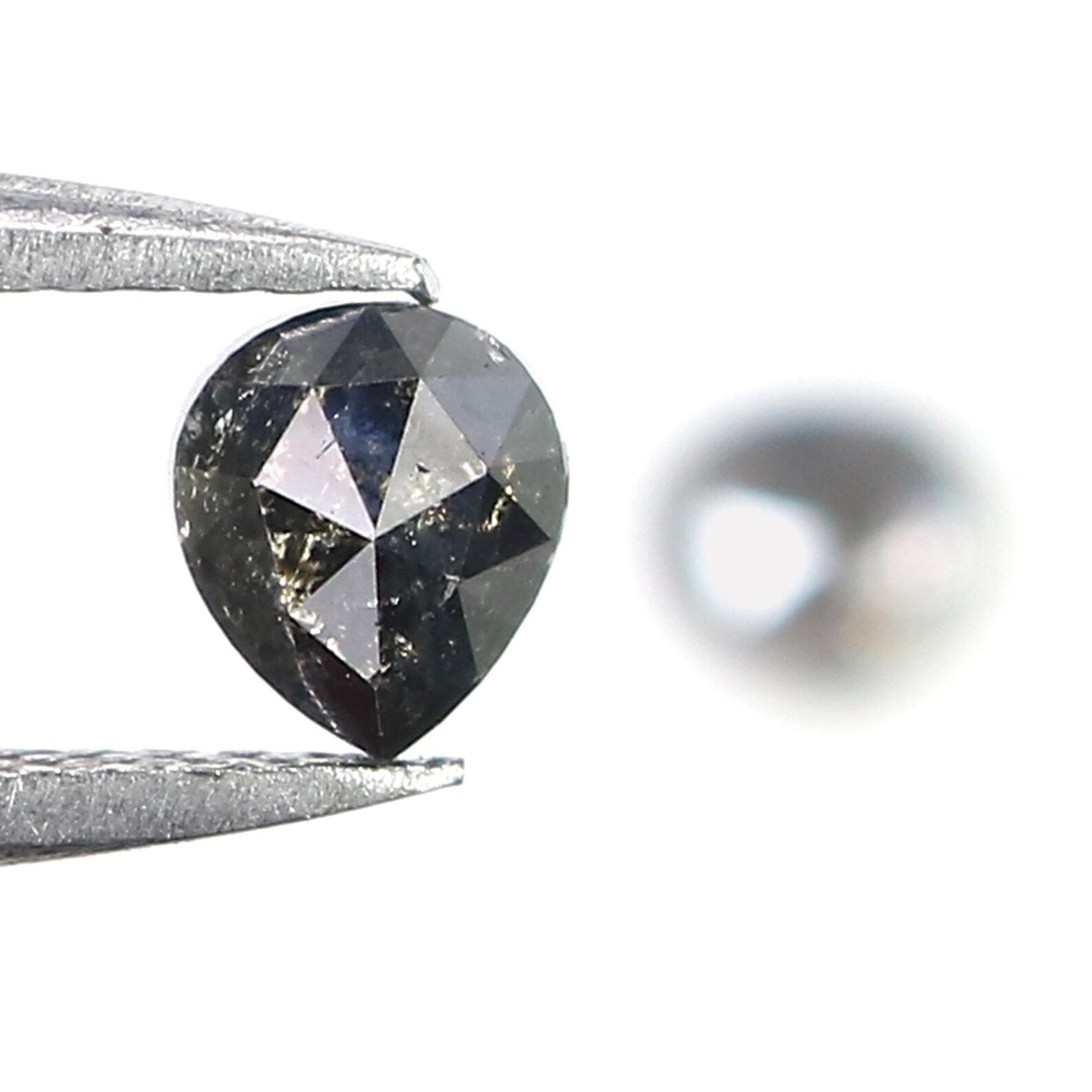 0.67 CT Natural Loose Heart Cut Pair Diamond Salt And Pepper Pear Shape Diamond 3.85 MM Black Grey Color Heart Rose Cut Diamond NQ1855
