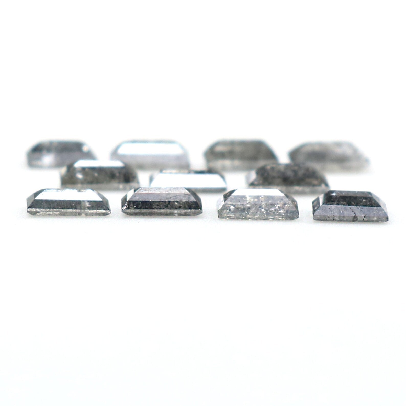 Natural Loose Baguette Salt And Pepper Diamond Black Grey Color 1.00 CT 3.30 MM Baguette Shape Rose Cut Diamond KDN1803