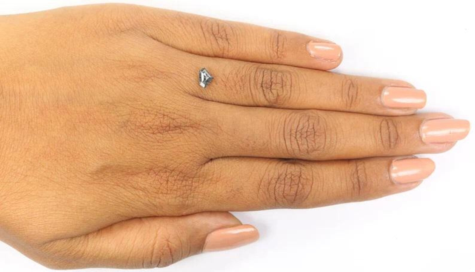 0.50 CT Natural Loose Shield Shape Diamond Salt And Pepper Shield Diamond 4.40 MM Natural Loose Black Grey Shield Rose Cut Diamond NQ1535