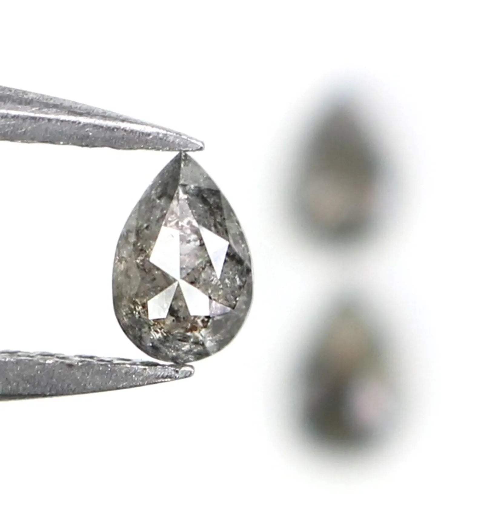 0.49 CT Natural Loose Pear Shape Diamond Salt And Pepper Pear Diamond 4.40 MM Natural Diamond Black Grey Color Pear Rose Cut Diamond NQ2401