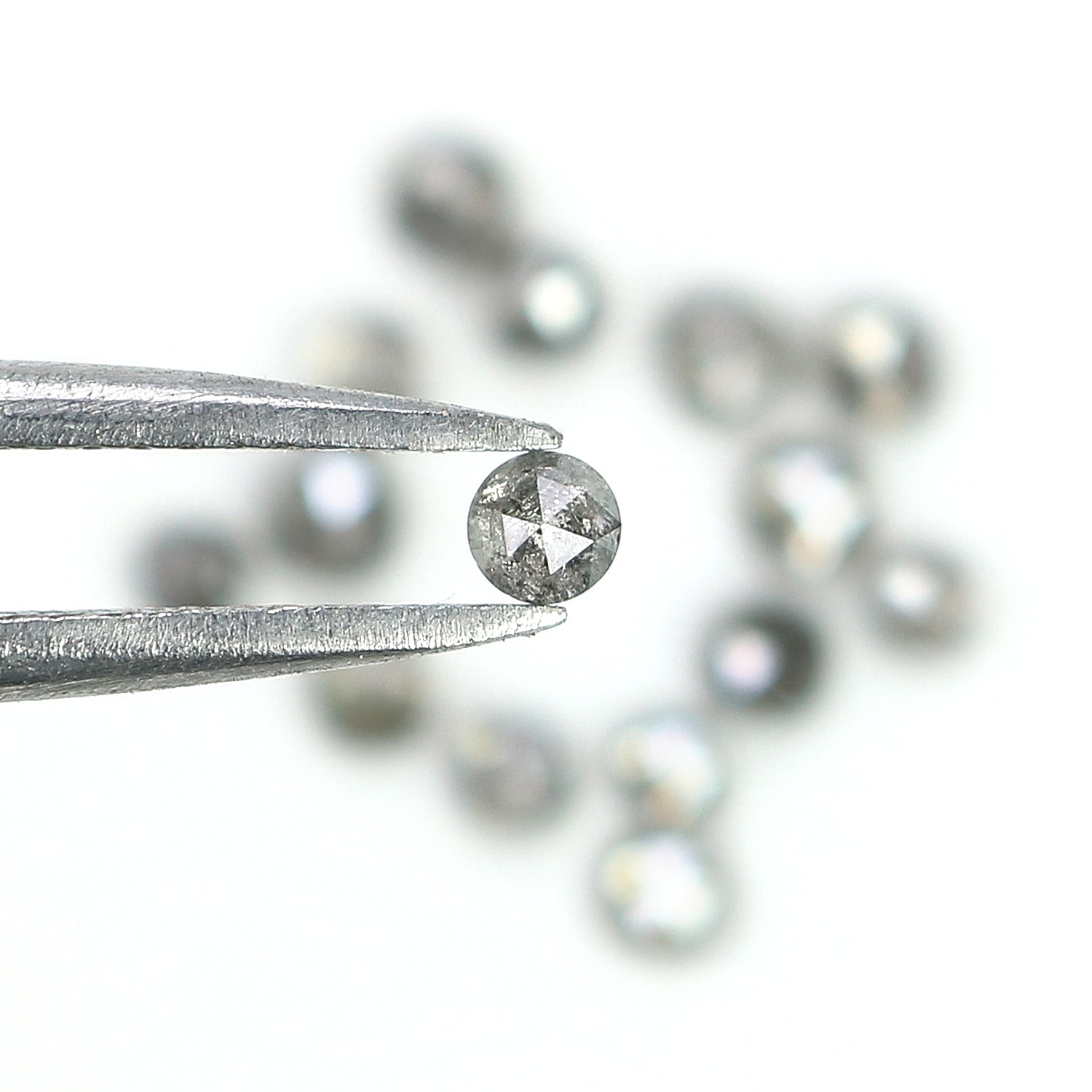1.35 Ct Natural Loose Round Rose Cut Diamond Salt And Pepper Round Shape Diamond 2.30 MM Natural Black Grey Round Rose Cut Diamond LQ2385