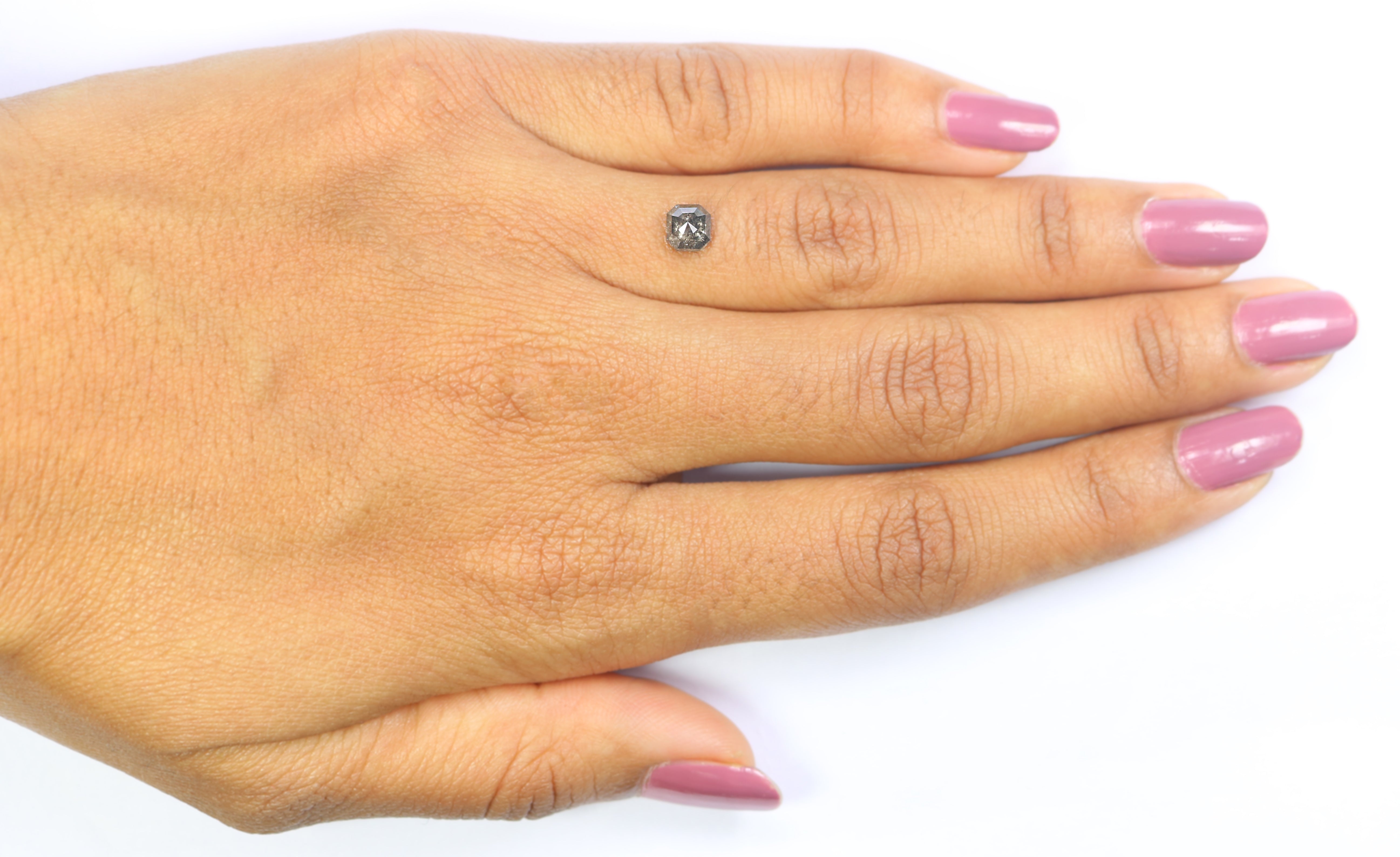 0.87 CT Natural Loose Radiant Shape Diamond Salt And Pepper Radiant Cut Diamond 4.90 MM Natural Black Grey Radiant Rose Cut Diamond LQ5859