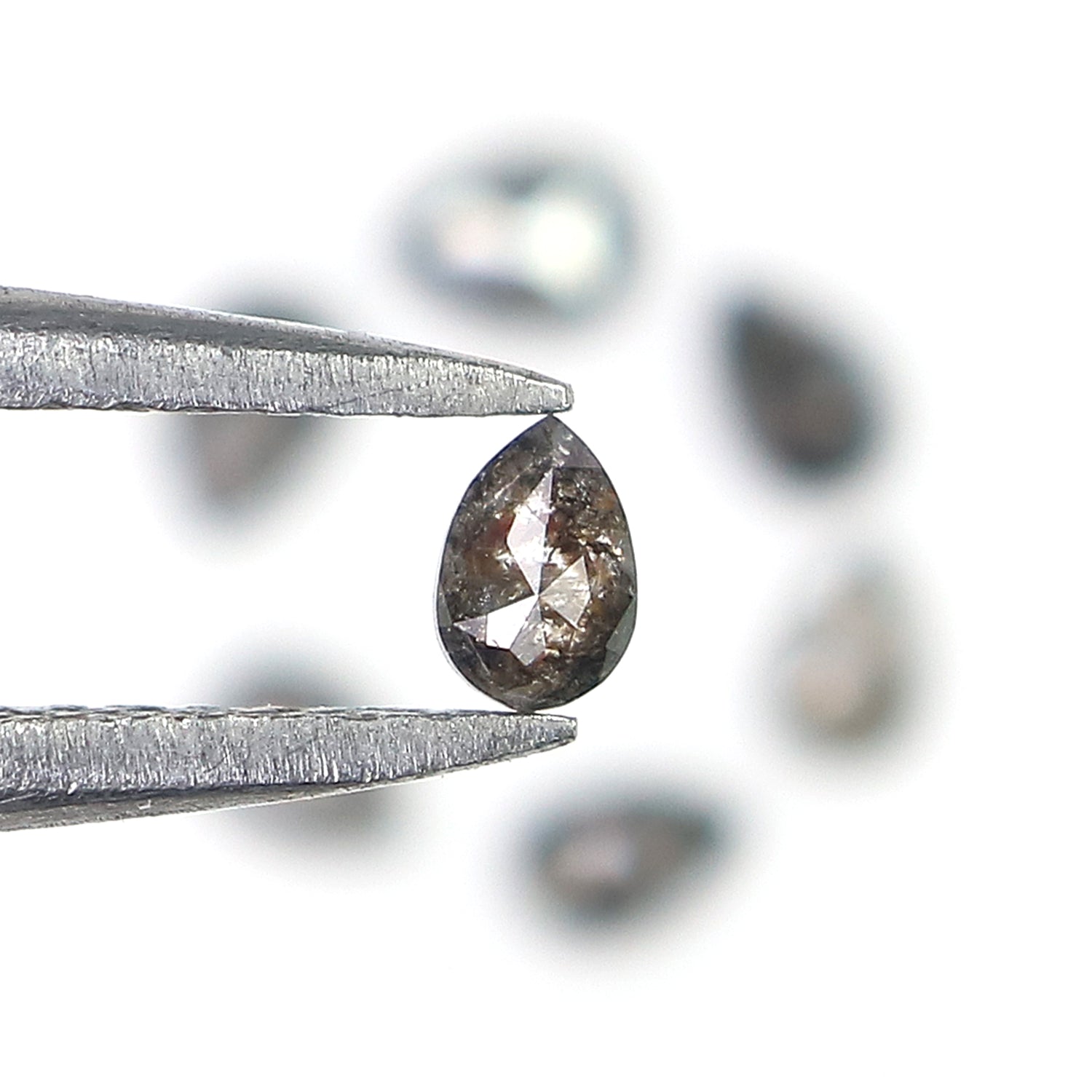 0.54 CT Natural Loose Pear Shape Diamond Salt And Pepper Pear Diamond 3.30 MM Natural Loose Black Grey Color Pear Rose Cut Diamond LQ2799