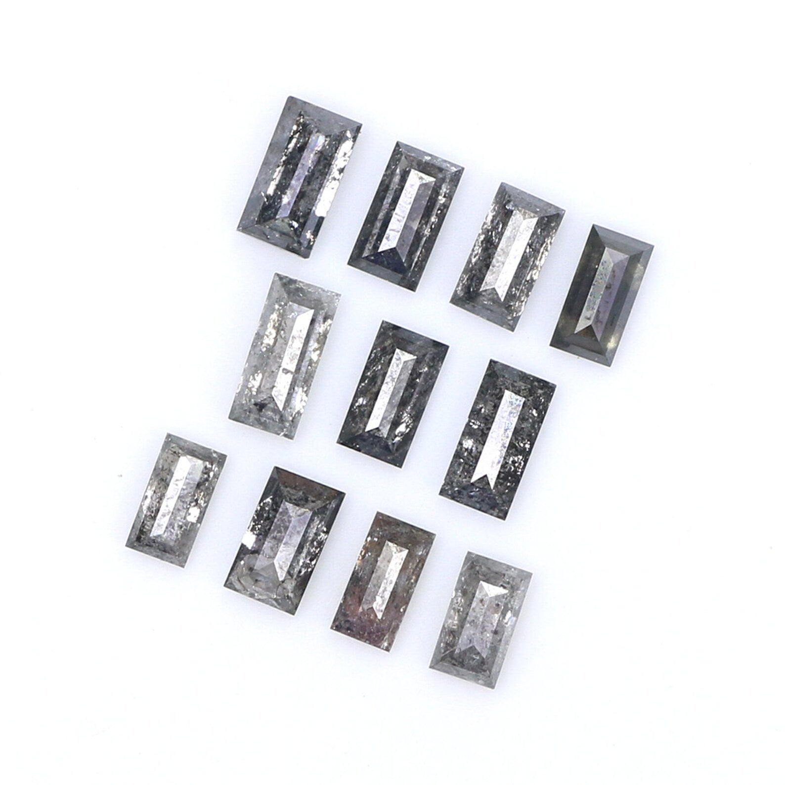 Natural Loose Baguette Salt And Pepper Diamond Black Grey Color 1.33 CT 3.50 MM Baguette Shape Rose Cut Diamond KDN1895