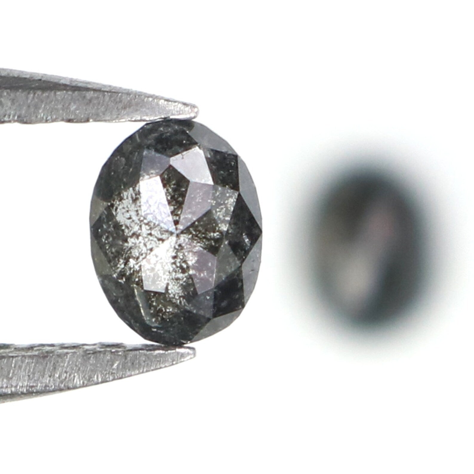 Natural Loose Oval Diamond, Salt And Pepper Oval Diamond, Natural Loose Diamond, Oval Rose Cut Diamond, 0.38 CT Oval Shape Diamond KDN2293