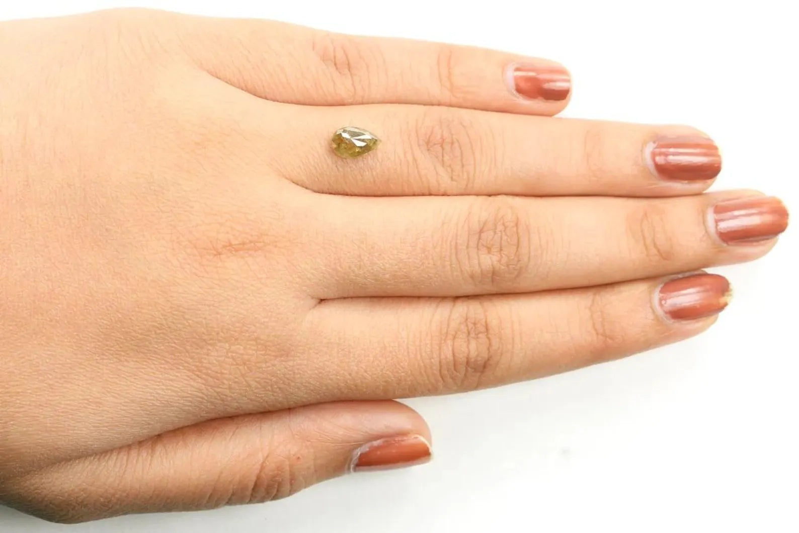 0.98 Ct Natural Loose Pear Shape Diamond Yellow Color Pear Diamond 8.20 MM Natural Loose Green Diamond Color Pear Rose Cut Diamond NQ1077