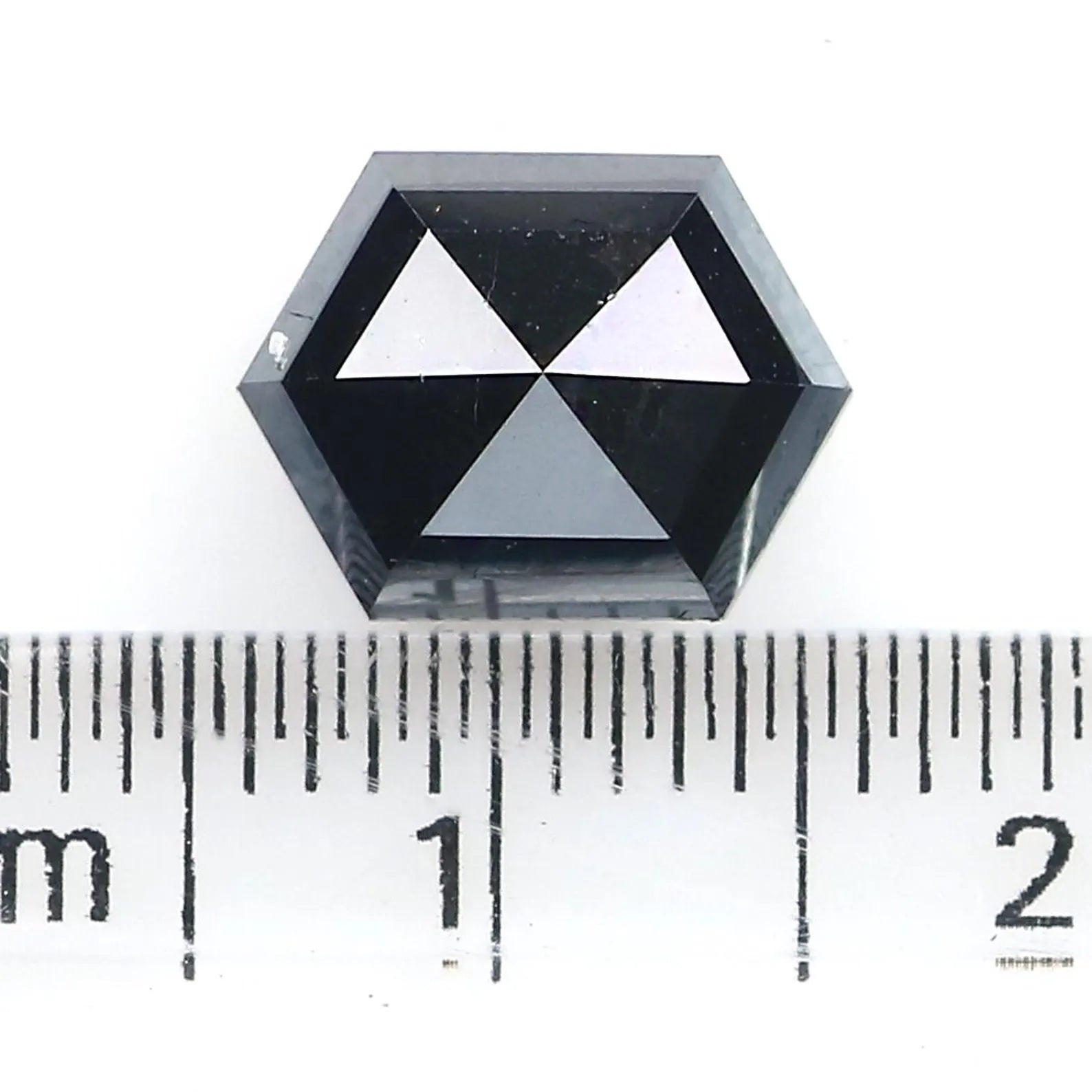 3.11 CT Natural Loose Hexagon Shape Diamond Black Color Hexagon Cut Diamond 10.00 MM Natural Diamond Black Hexagon Rose Cut Diamond QN607