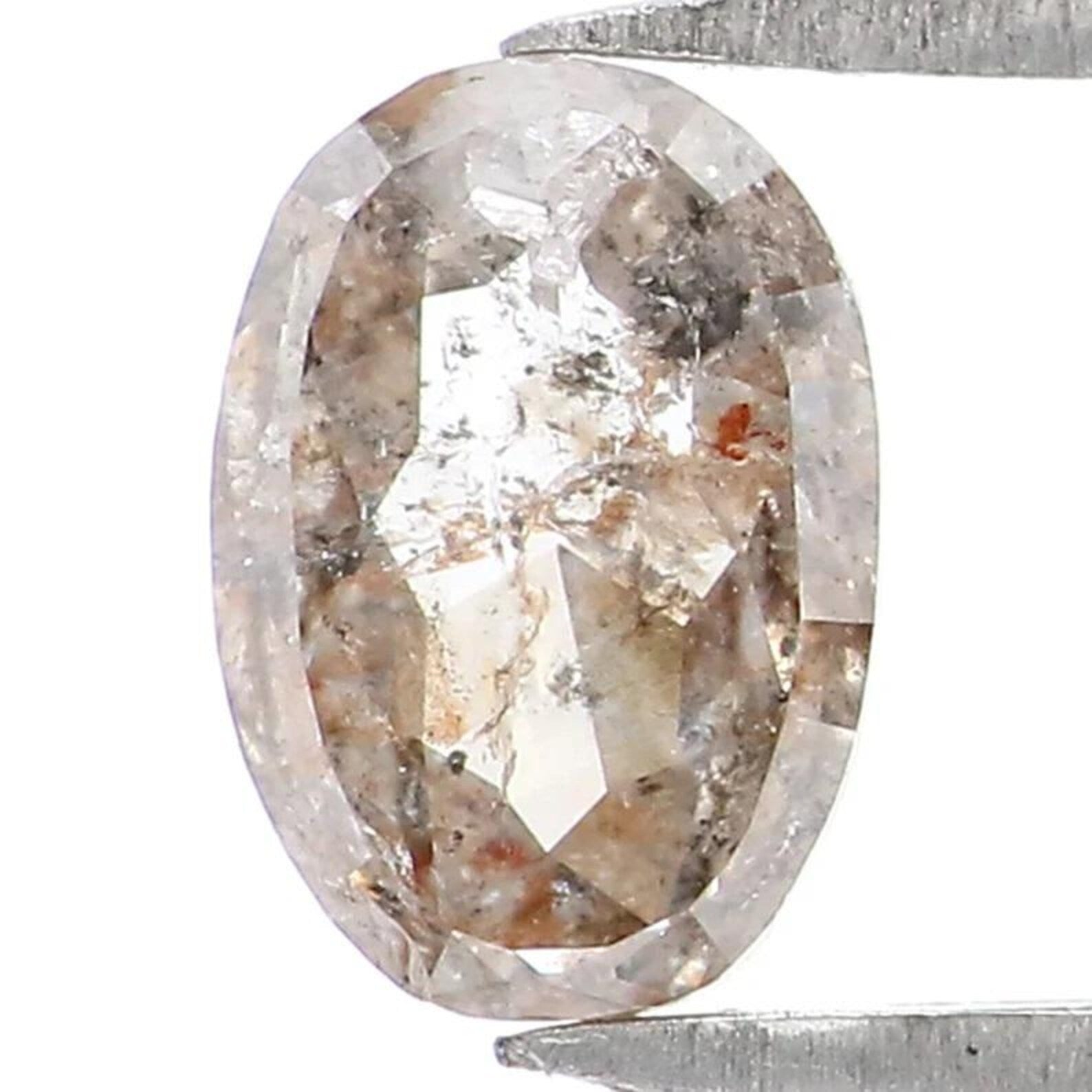 0.48 Ct Natural Loose Oval Shape Diamond Salt And Pepper Oval Diamond 5.65 MM Natural Loose Diamond Grey Color Oval Rose Cut Diamond NQ1663