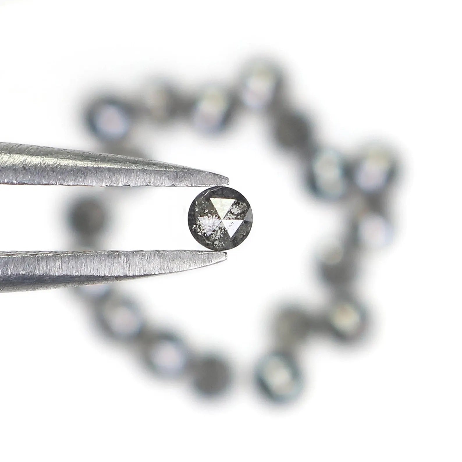 1.04 CT Natural Loose Round Cut Diamond Salt And Pepper Round Diamond 2.30 MM Natural Loose Black Grey Color Round Rose Cut Diamond NQ1839
